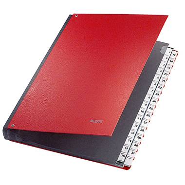Leitz Pultordner 59310025 DIN A4 1-31 32Fächer Graupappe rot-0