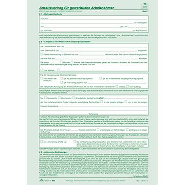 RNK Arbeitsvertrag 542 gewerbliche Arbeitnehmer DIN A4 2x2Blatt-0