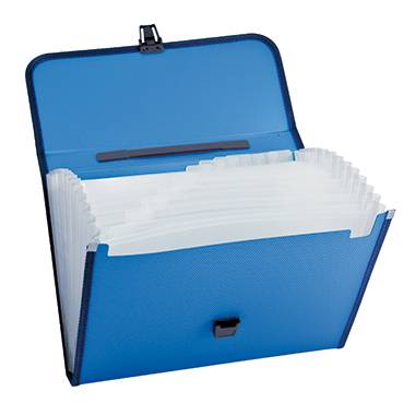 Fächertasche DIN A4 12Fächer Polypropylen blau-0