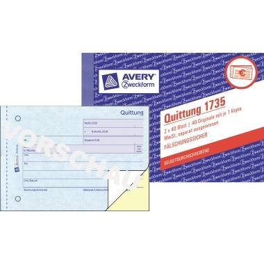 Avery Zweckform Quittung 1735 DIN A6 quer 2x40Blatt-0