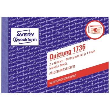 Quittung DIN A6 quer 2x40Blatt - Artikel: 114039500-0