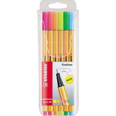 Fineliner point 88 0,4mm neonfarbig sortiert 6 St.-0