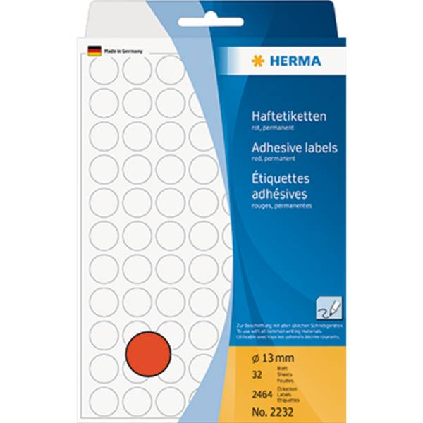 HERMA Markierungspunkt 2232 13mm Papier rot 2.464 St./Pack.