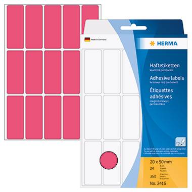 HERMA Vielzwecketikett 2416 20x50mm leuchtrot 360 St./Pack.-0