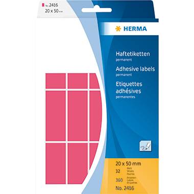 HERMA Vielzwecketikett 2416 20x50mm leuchtrot 360 St./Pack.-1