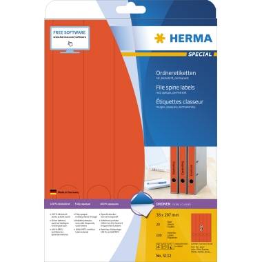Ordneretiketten DIN A4 38x297mm rot 100 St./Pack