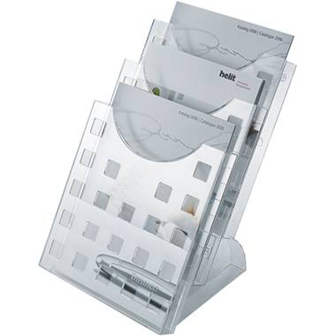 Prospekthalter DIN A4 hoch 3Fächer PS glasklar-2