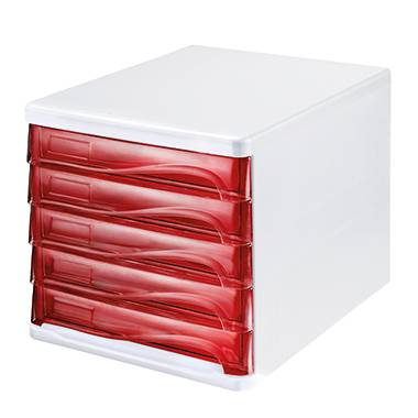 Schubladenbox economy DIN A4-C4 l.gr/rt.tr - Artikel: 127211630-0