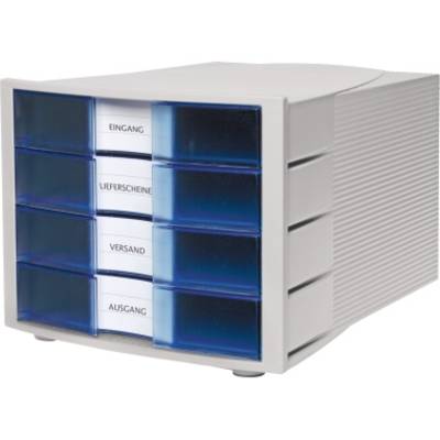 HAN Schubladenbox IMPULS 1010-X-64 DIN C4 4Schubfächer l.grau/blau