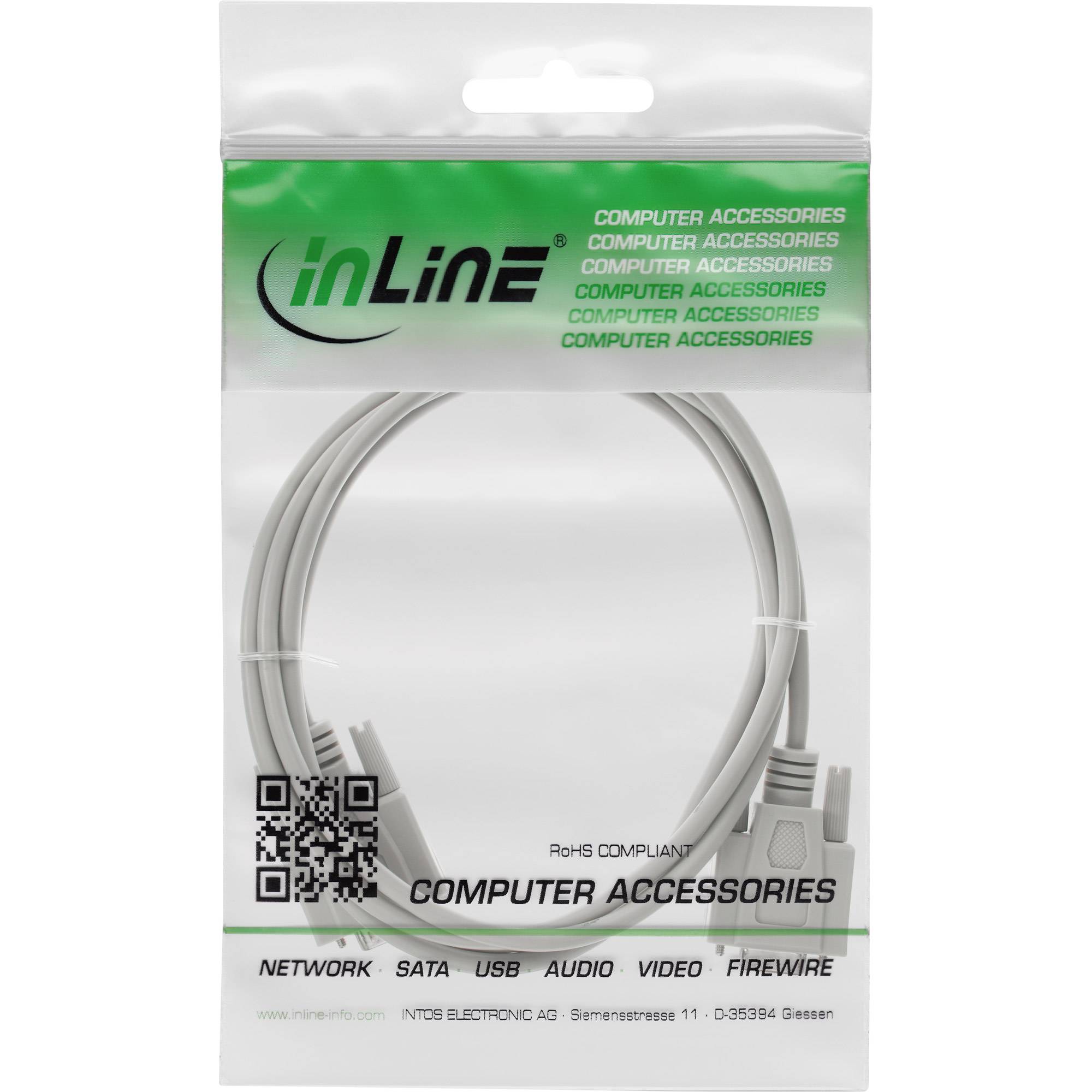 InLine® Serielle Verlängerung, 9pol Stecker/Buchse, vergossen, 1:1 belegt, 3m-1