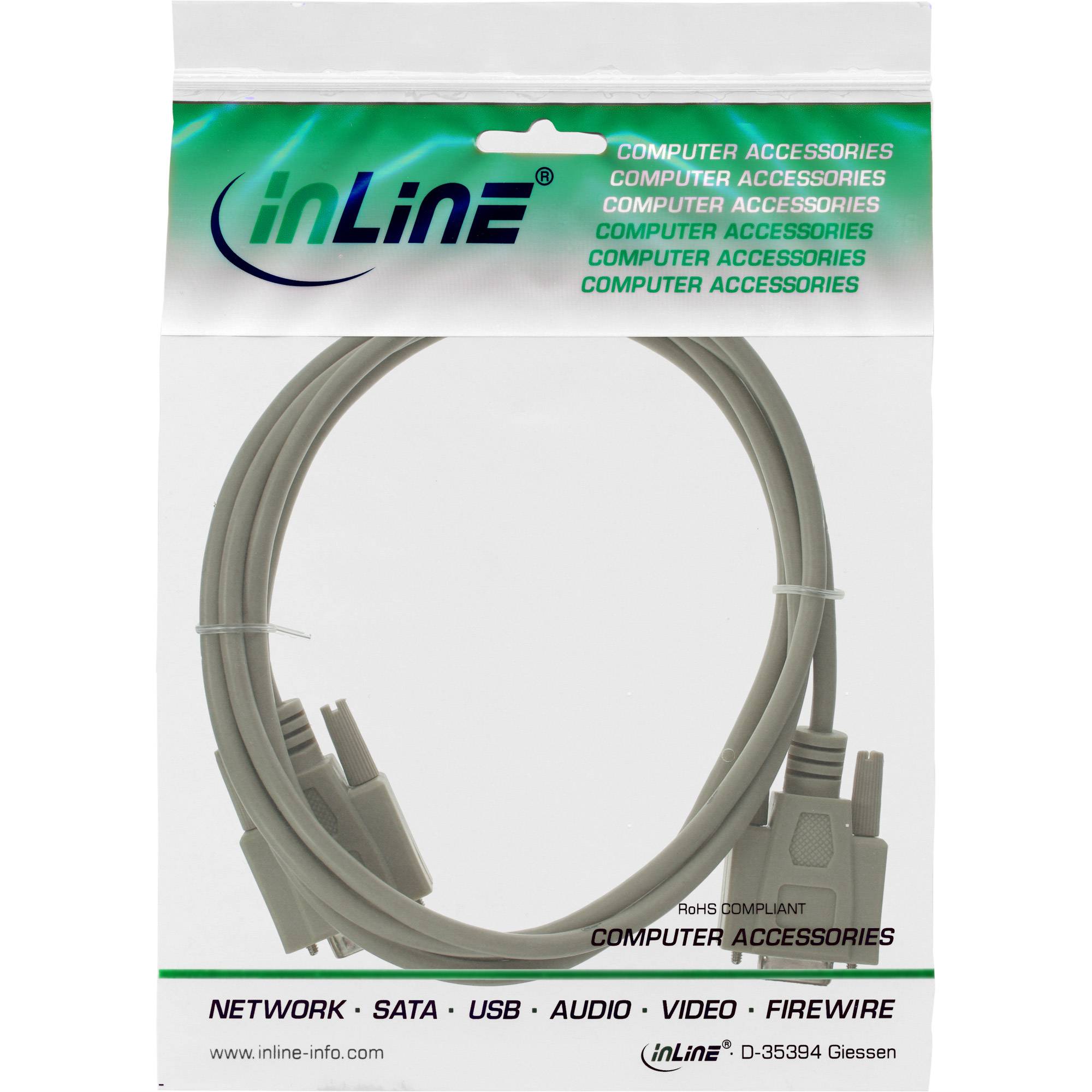 InLine® Serielle Verlängerung, 9pol Stecker/Buchse, vergossen, 1:1 belegt, 3m-2