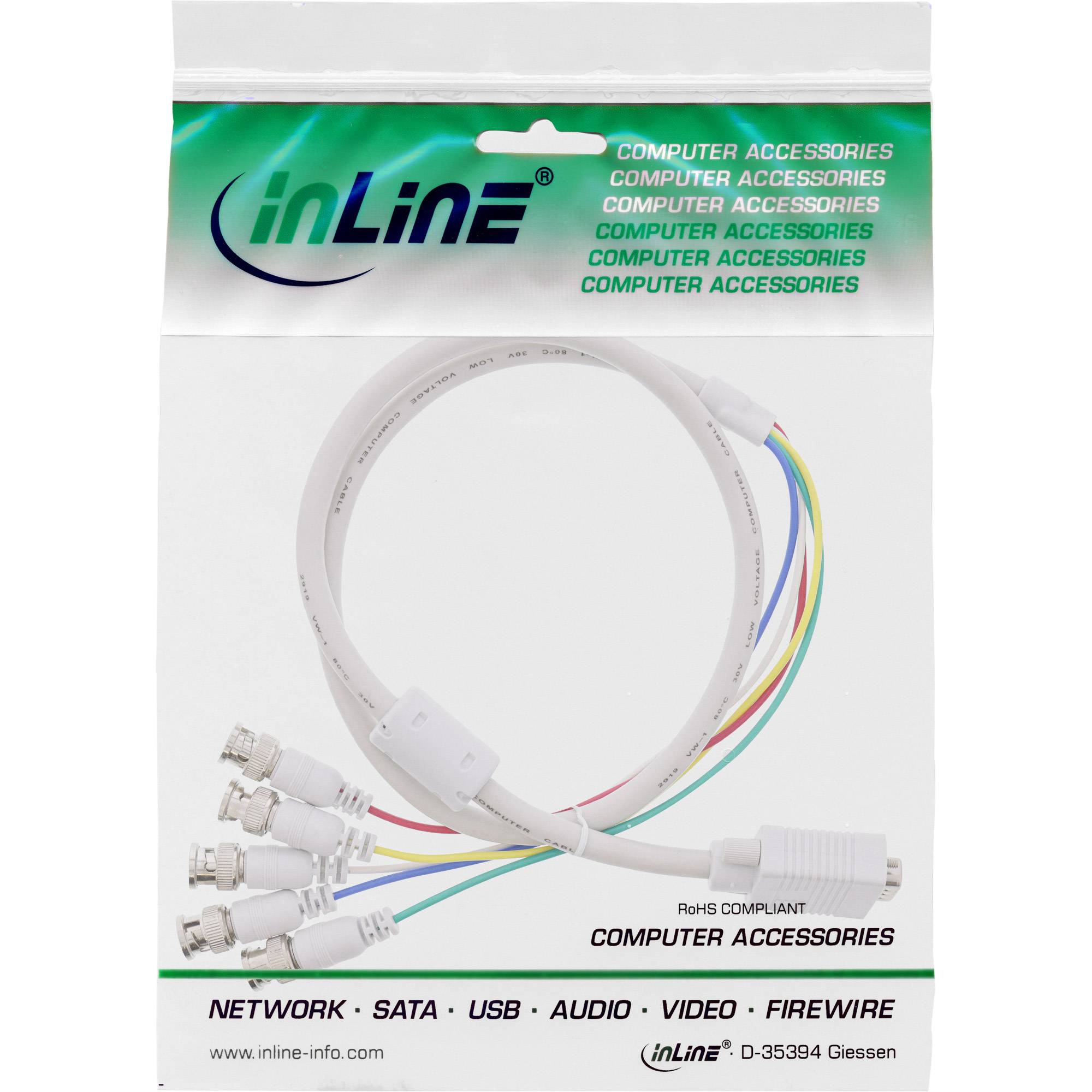 InLine® VGA BNC Kabel, 5x BNC Stecker an 15pol HD Stecker, 5m-1