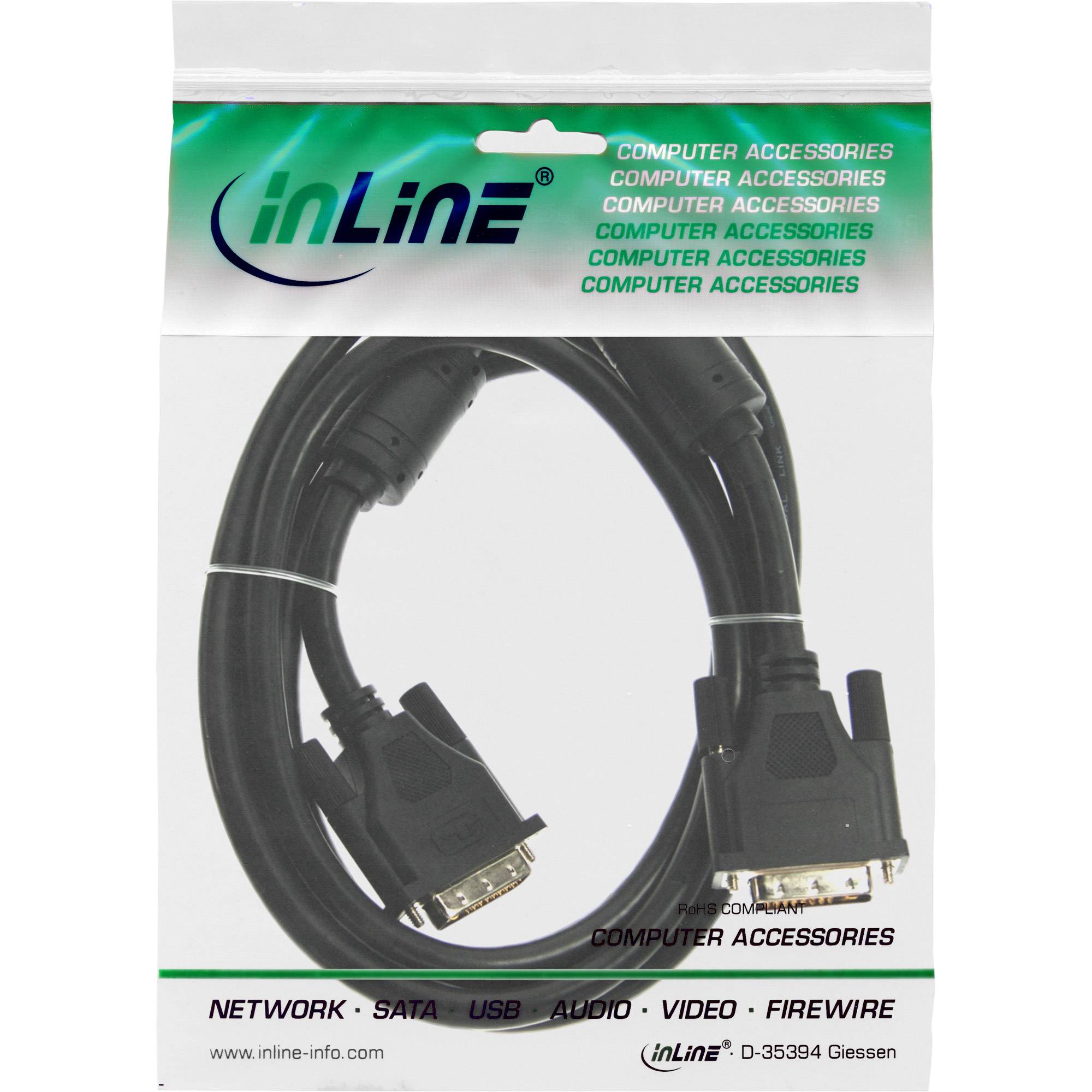 InLine® DVI-D Kabel, digital 18+1 Stecker / Stecker, Single Link, 2 Ferrite, 3m-1