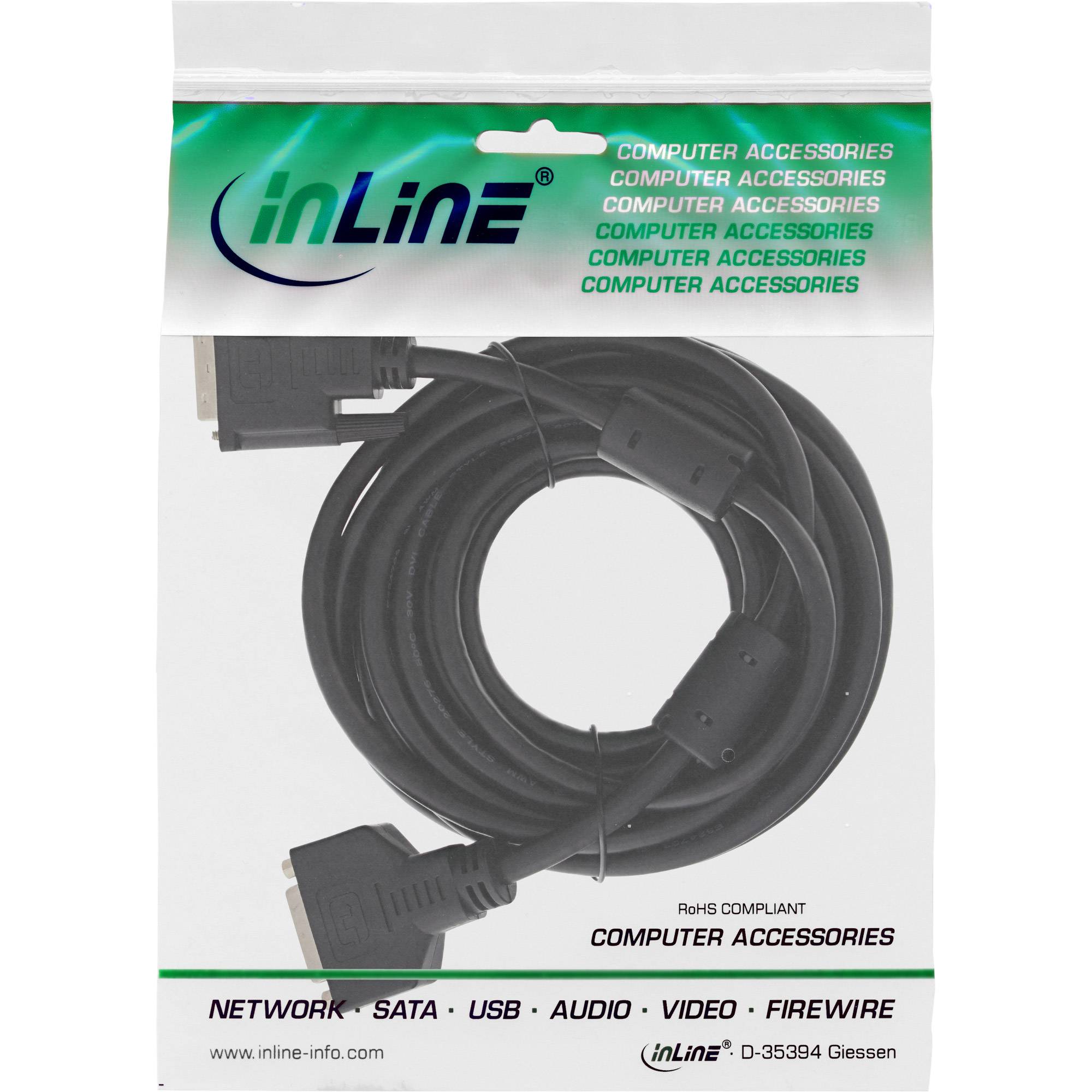 InLine® DVI-D Verlängerung, Dual Link 24+1 ST auf 24+1 BU, 2 Ferrite, 2m-1