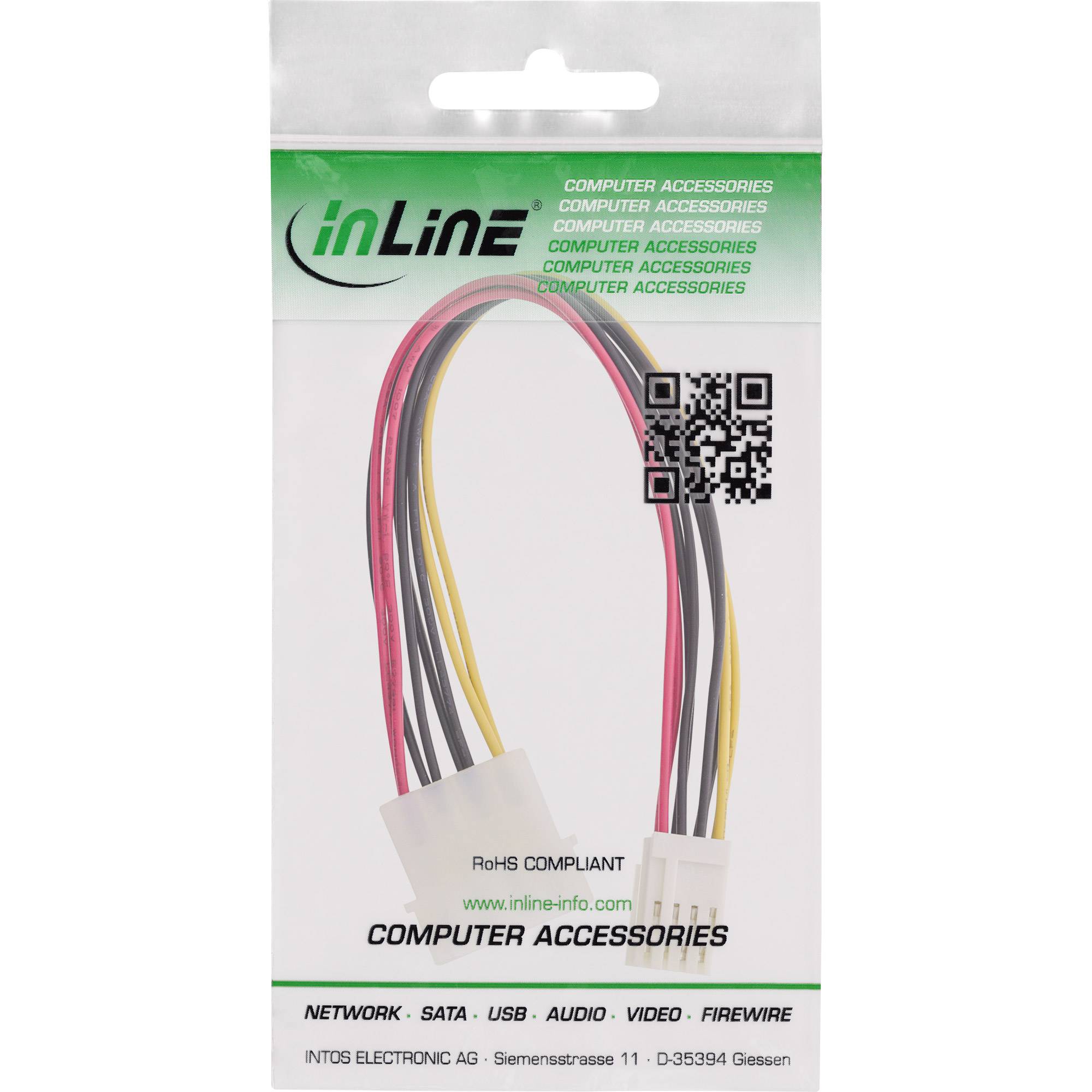 InLine® Strom Y-Kabel intern, 1x 5,25" an 2x 3,5", 0,20m-1