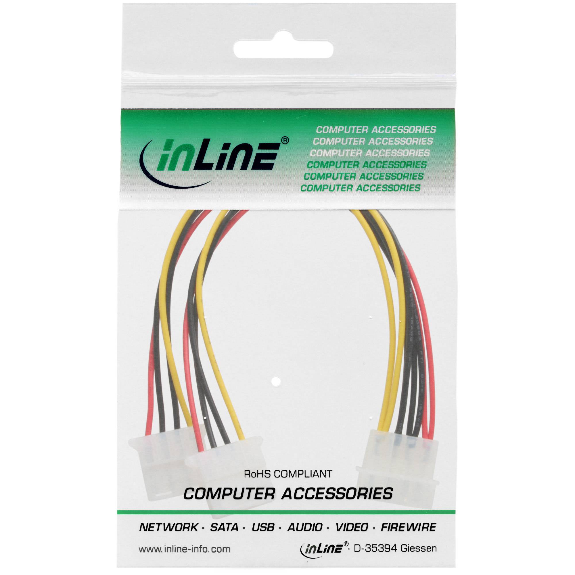 InLine® Strom Y-Kabel intern, 1x 5,25" an 2x 5,25", 0,20m-1
