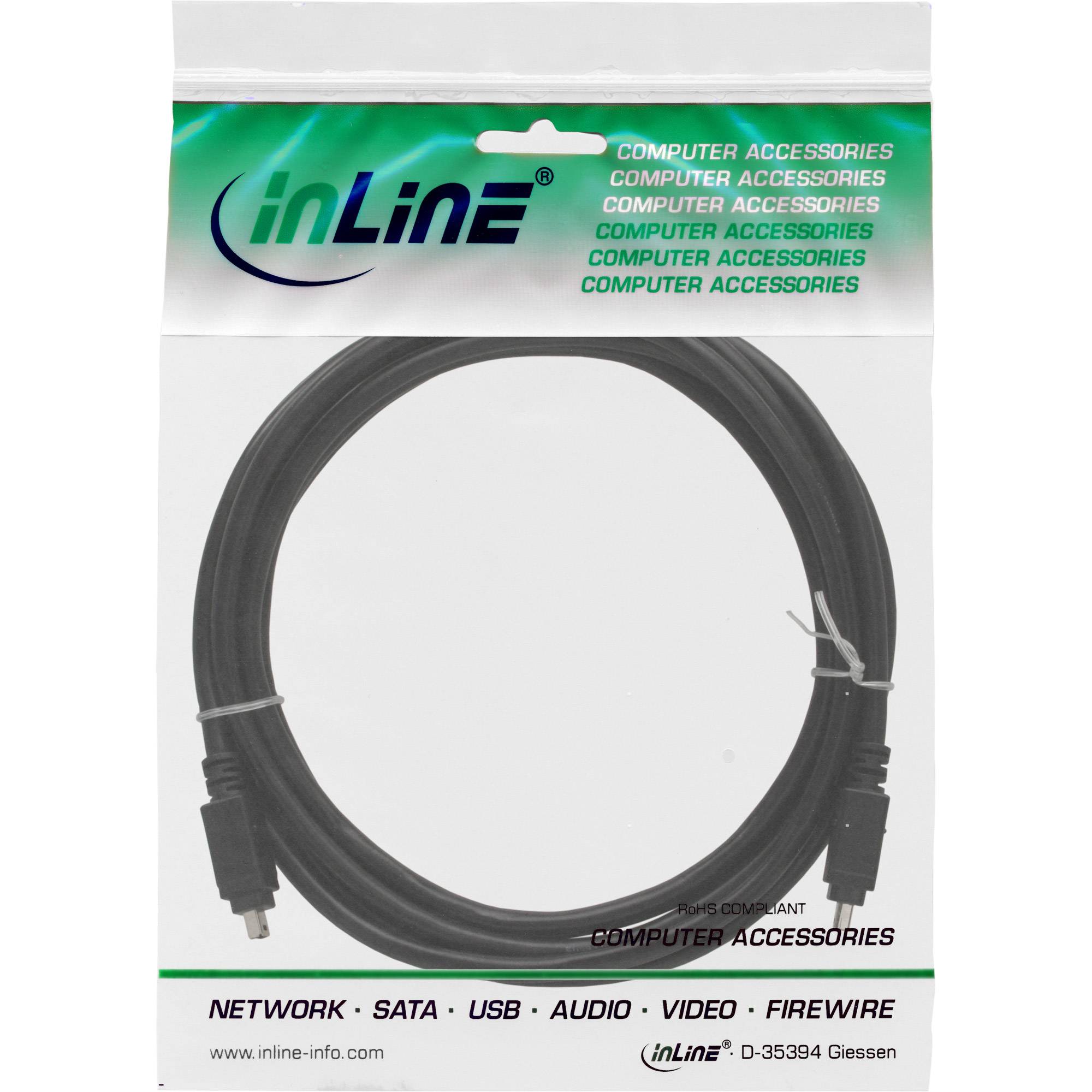 InLine® FireWire Kabel, IEEE1394 4pol Stecker / Stecker, schwarz, 3m-1