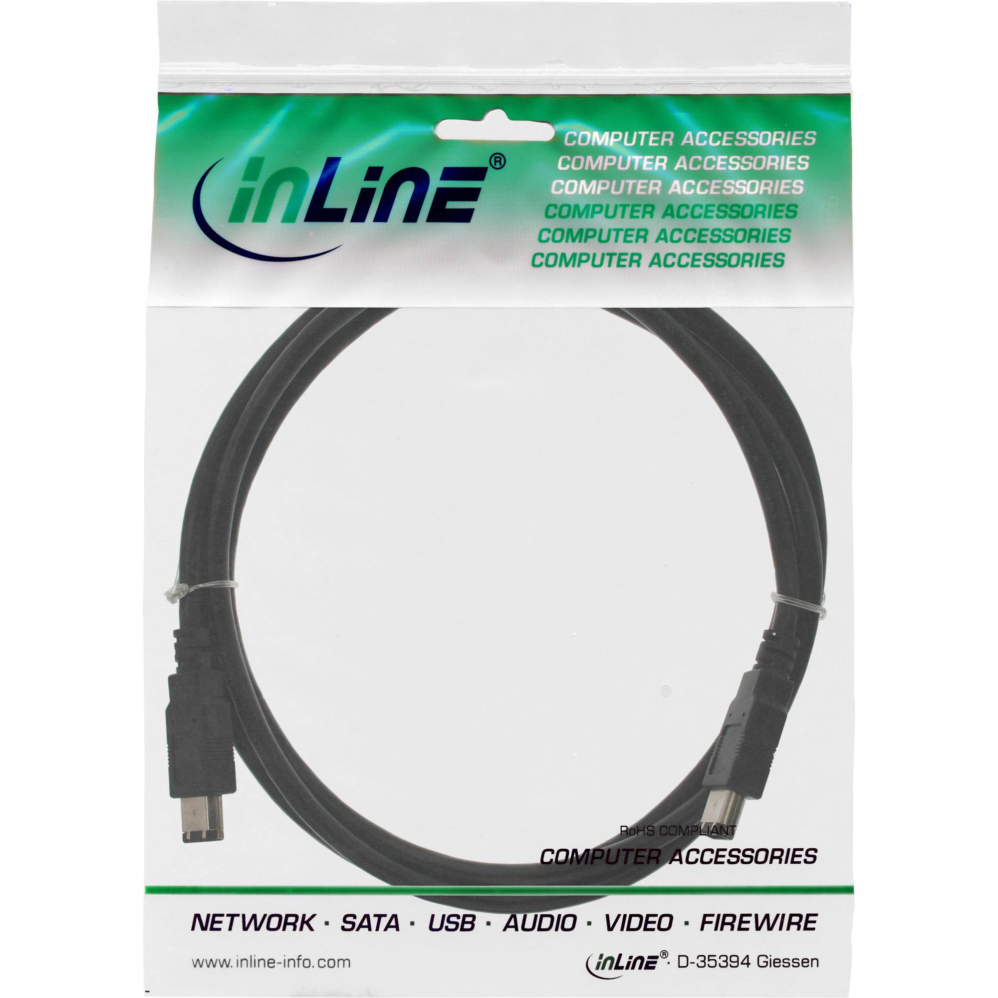 InLine® FireWire Kabel, IEEE1394 6pol Stecker / Stecker, schwarz, 3m-1