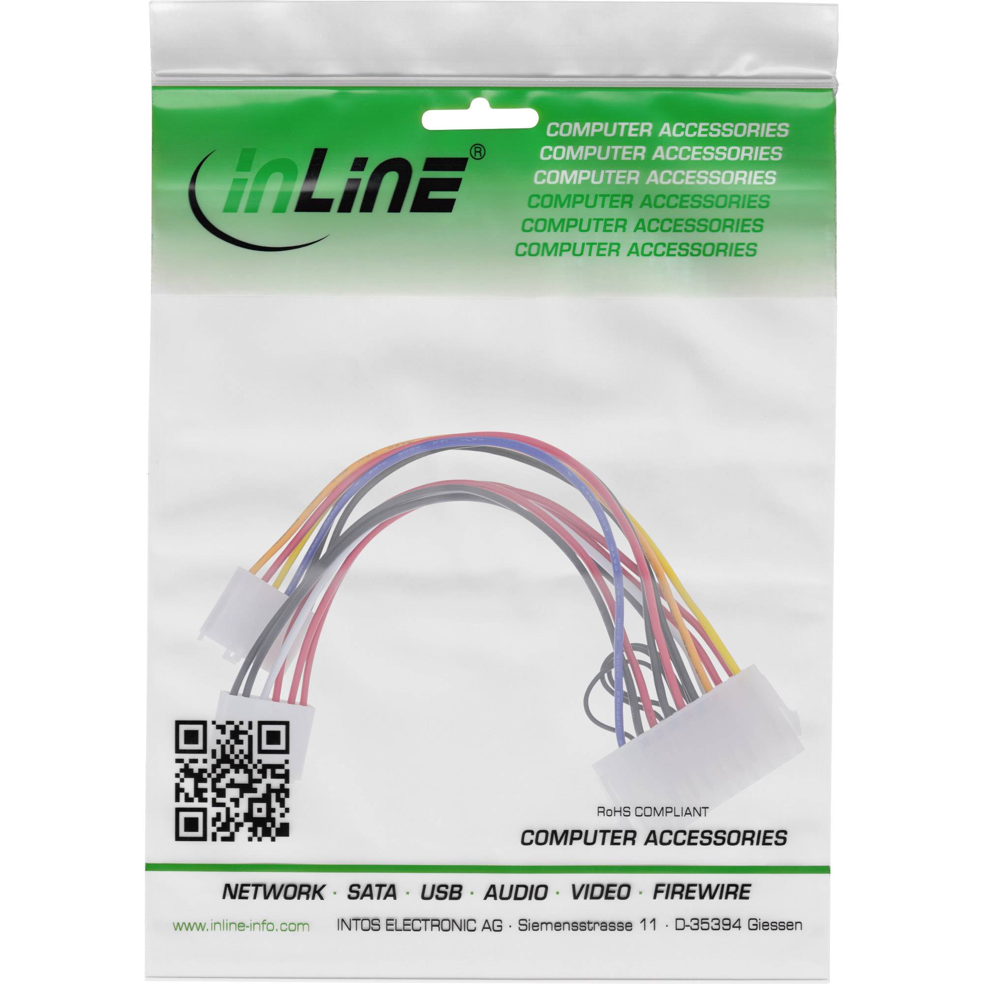 InLine® Stromadapter intern, 20pol ATX-NT zu P8/P9 AT-Mainboard, 0,20m-1