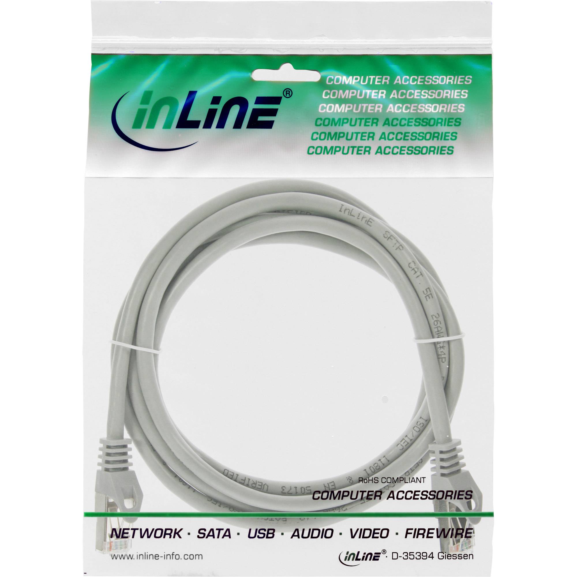 InLine® Patchkabel, SF/UTP, Cat.5e, grau, 1m-1