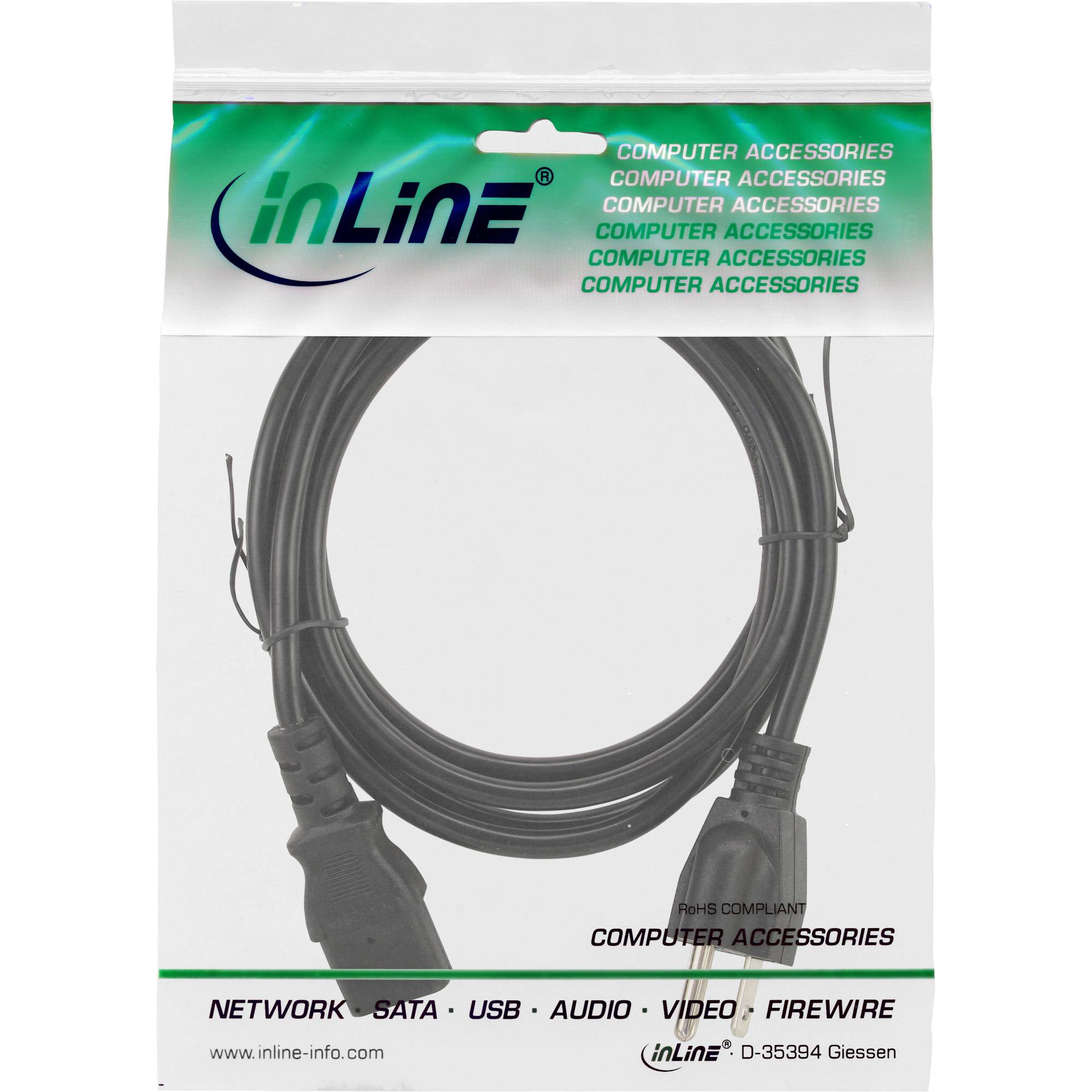 InLine® Netzkabel, Netzstecker USA auf Kaltgerätestecker C13, 1,8m-1