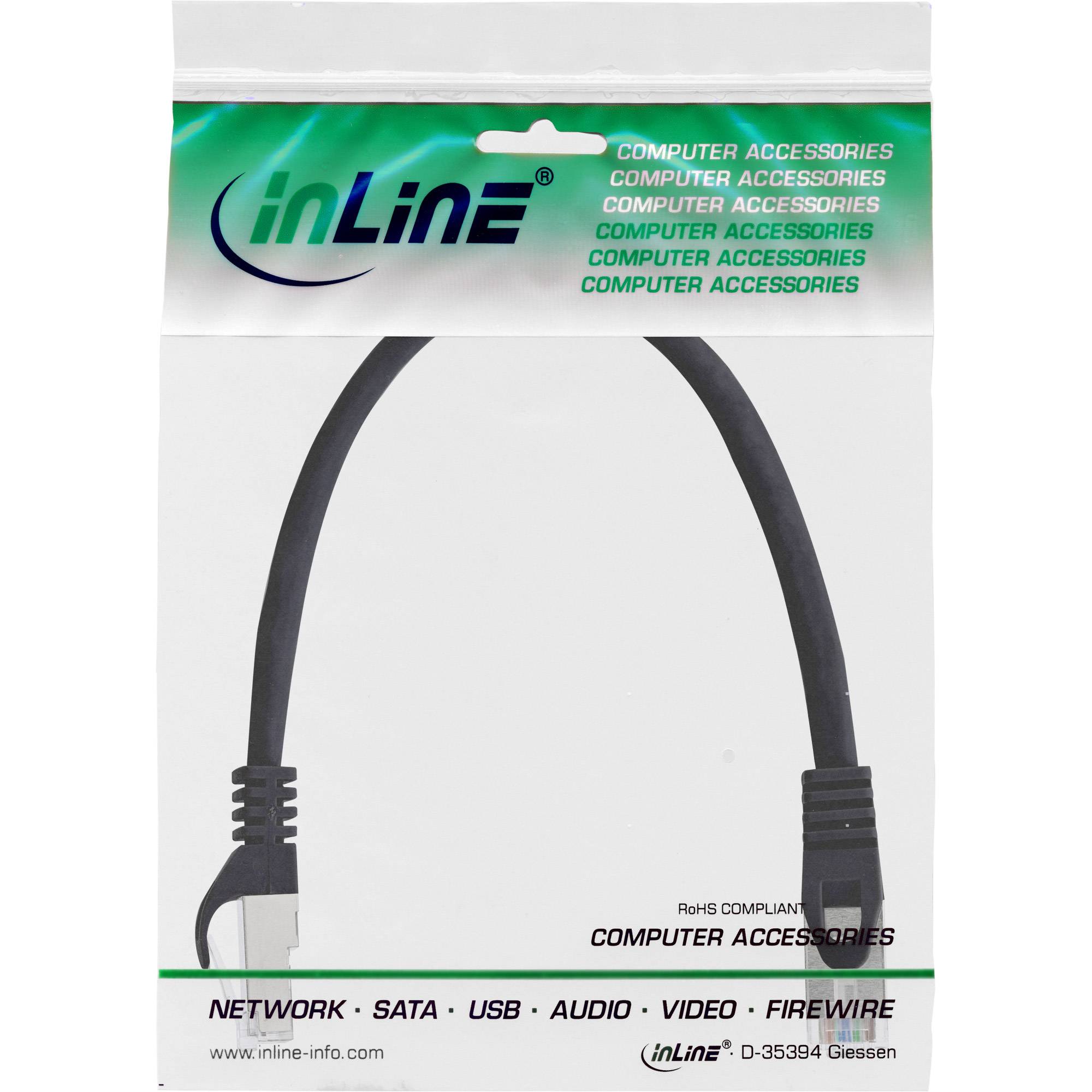 InLine® Patchkabel, SF/UTP, Cat.5e, schwarz, 0,3m-1