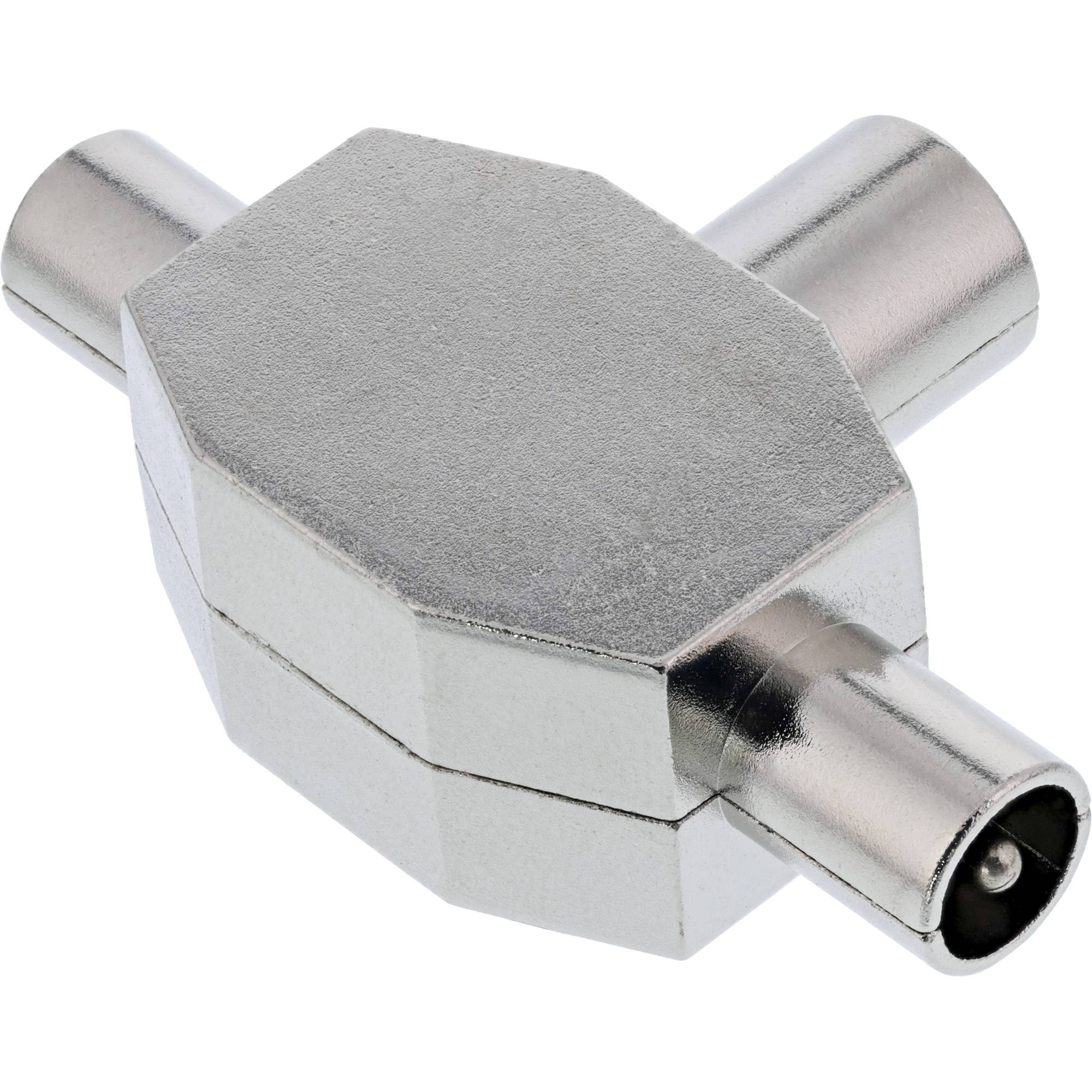 InLine® Antenne T-Verteiler für TV, 1x Koax Buchse an 2x Koax Stecker-1