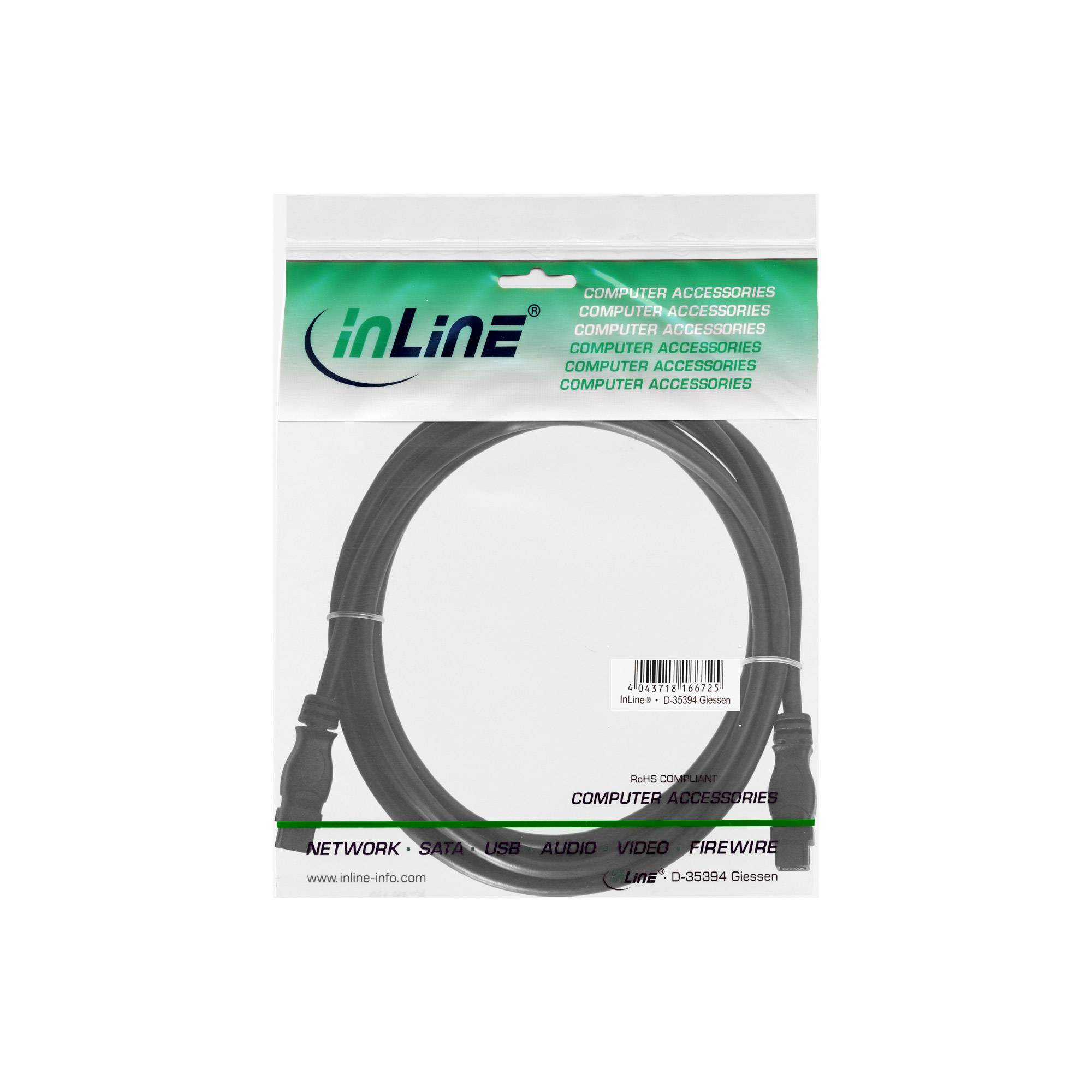 InLine® FireWire Kabel, IEEE1394 9pol Stecker / Stecker, schwarz, 3m-1