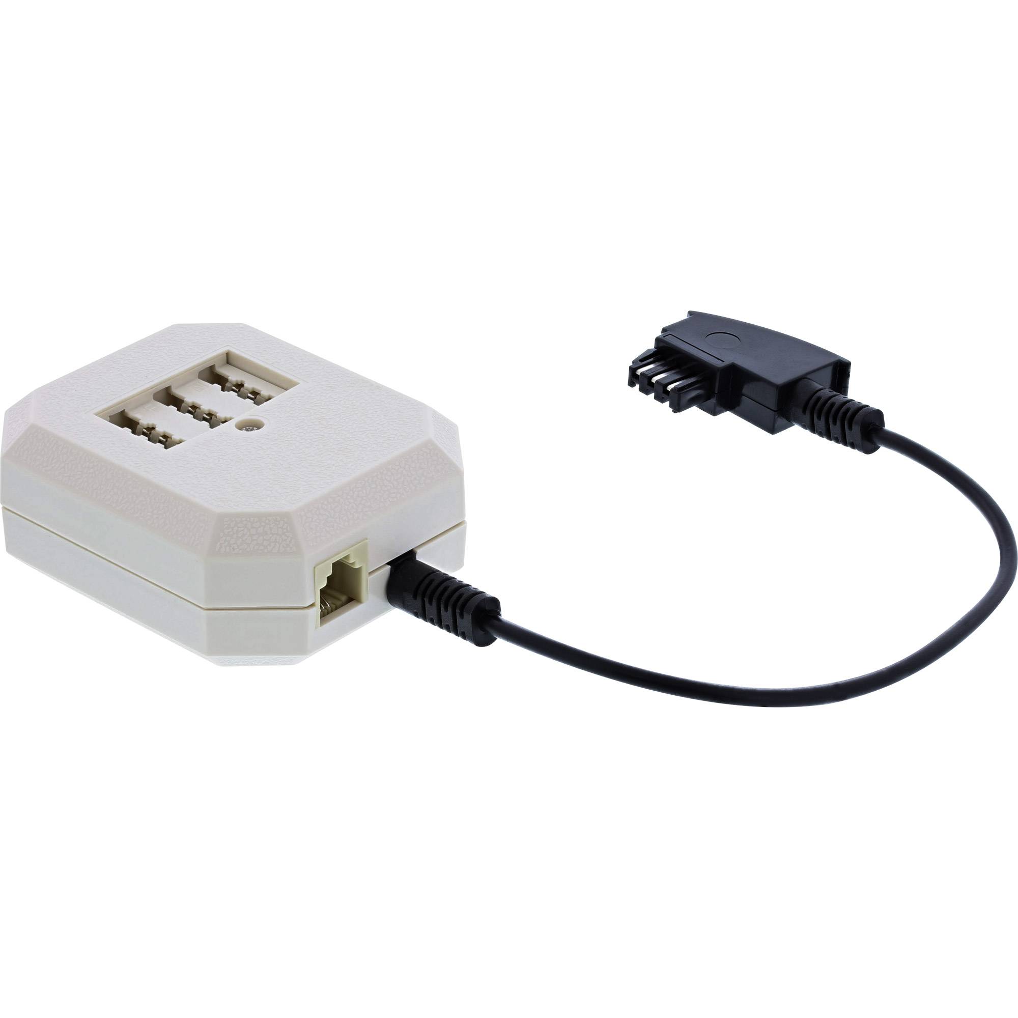 InLine® TAE Adapter, TAE-F Stecker an TAE NFF + RJ11 (6P4C) Buchse, 0,2m-0