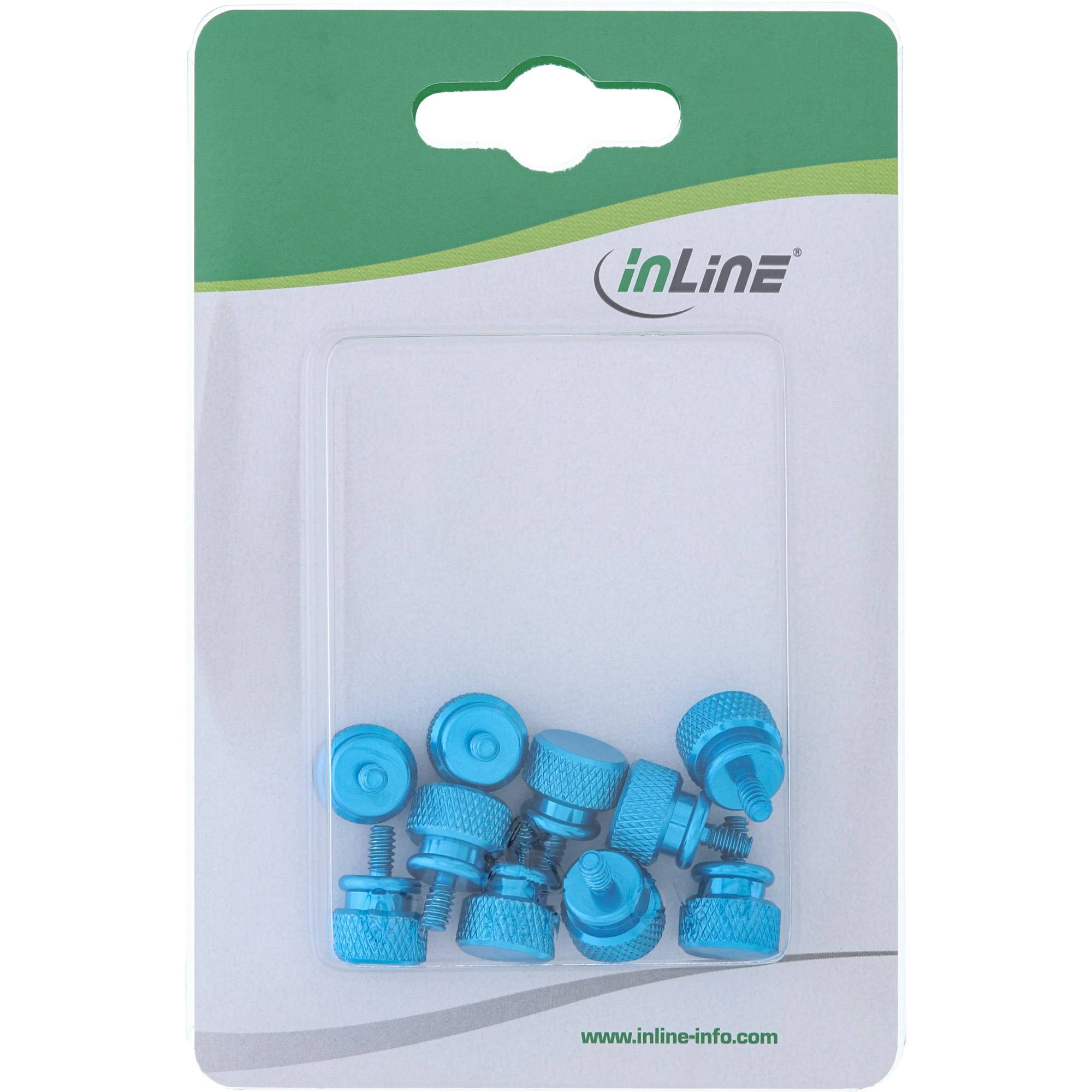 InLine® Rändelschrauben für Gehäuse, Alu, blau, 10er Pack-3