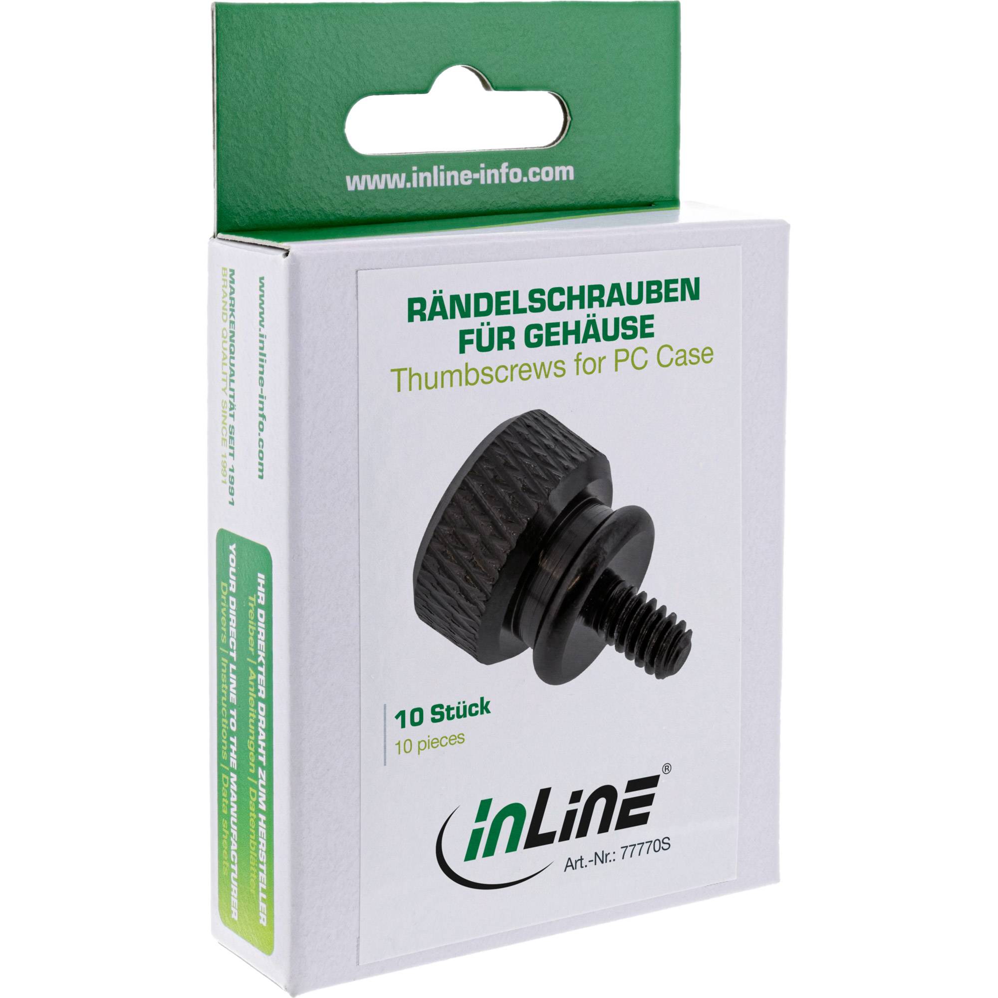 InLine® Rändelschrauben für Gehäuse, Alu, schwarz, 10er Pack-3