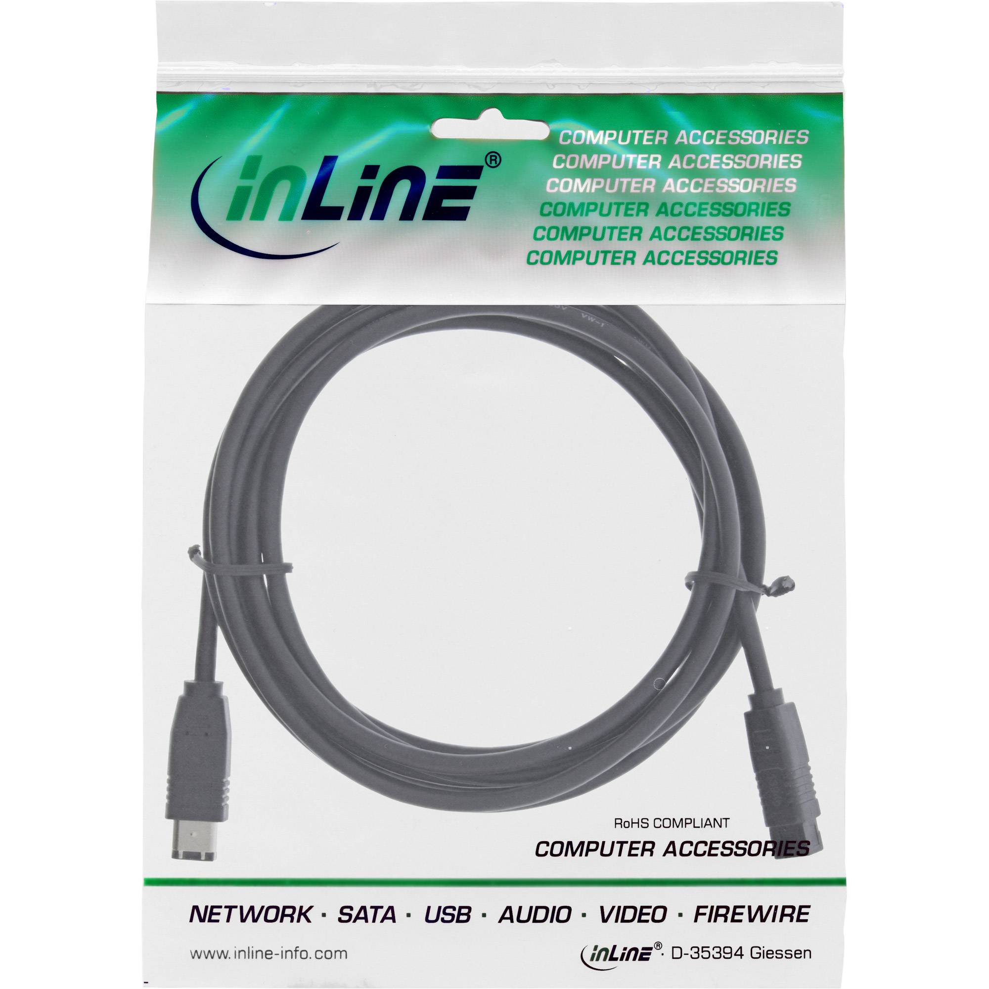 InLine® FireWire Kabel, IEEE1394 6pol Stecker zu 9pol Stecker, schwarz, 5m-1
