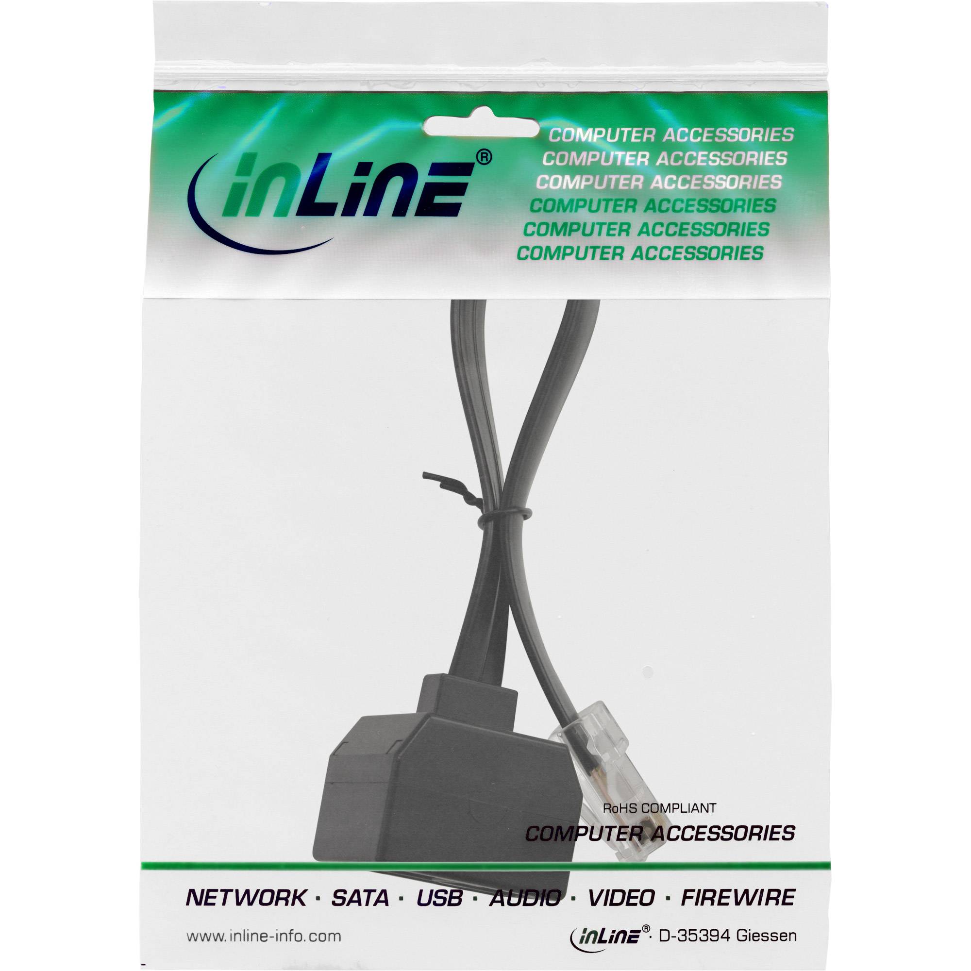 InLine® ISDN Verteiler, 1xRJ45 ST / 2xRJ45 BU, (8P8C) o. Endwiderstände, 0,15m-1