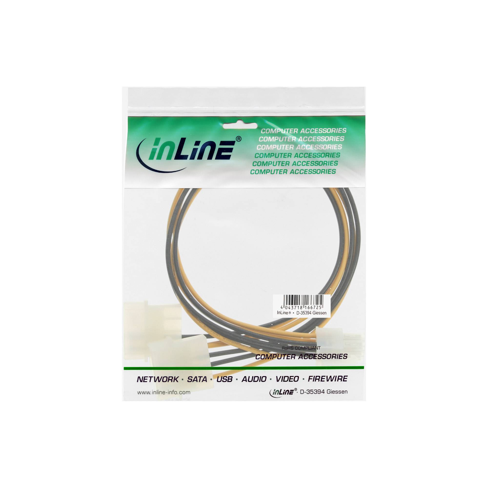 InLine® Stromadapter int., 2x4pol zu 6pol für PCIe (PCI-Express) Grafikkarten-1