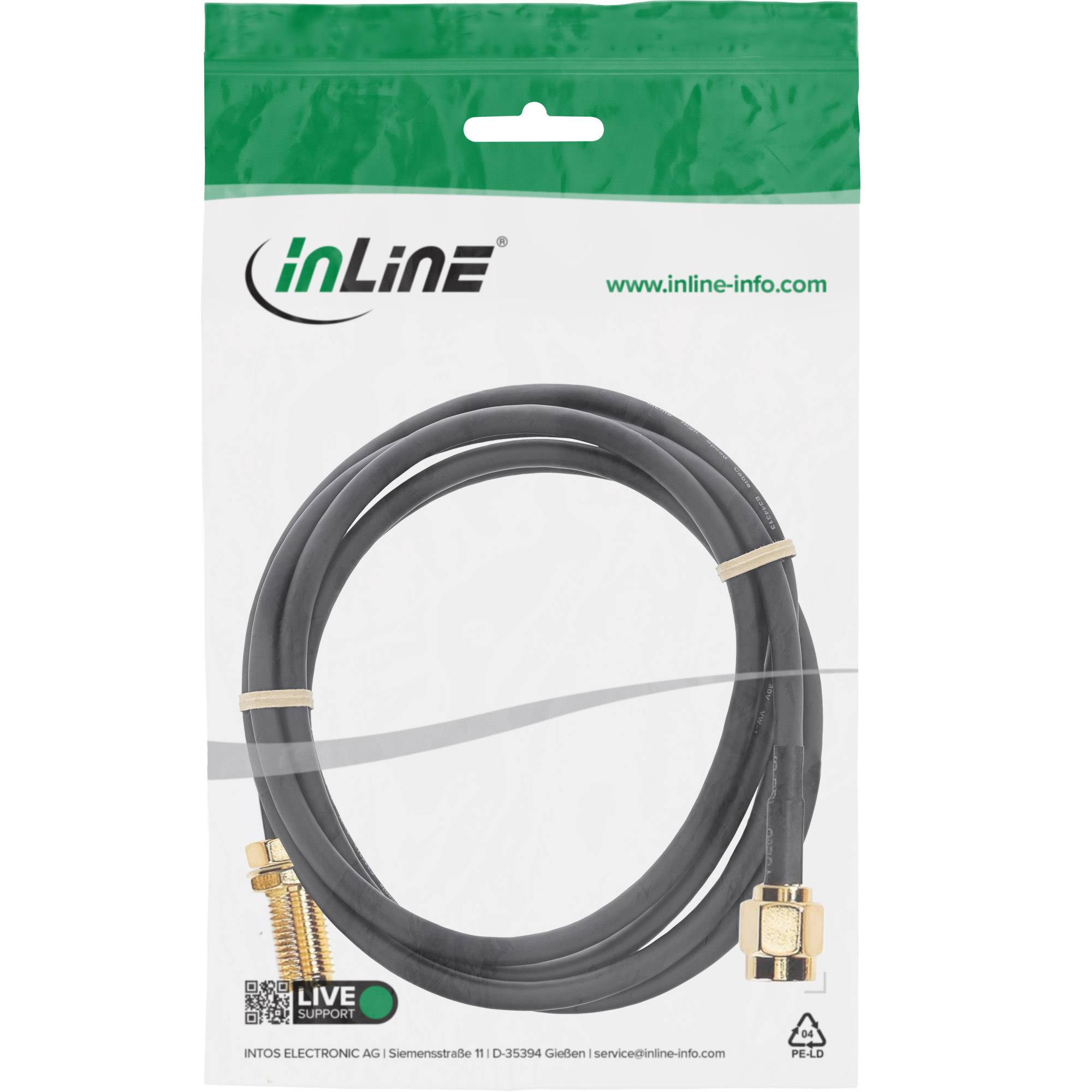 InLine® WLAN Kabel, R-SMA-Stecker auf R-SMA-Kupplung, 1m-1