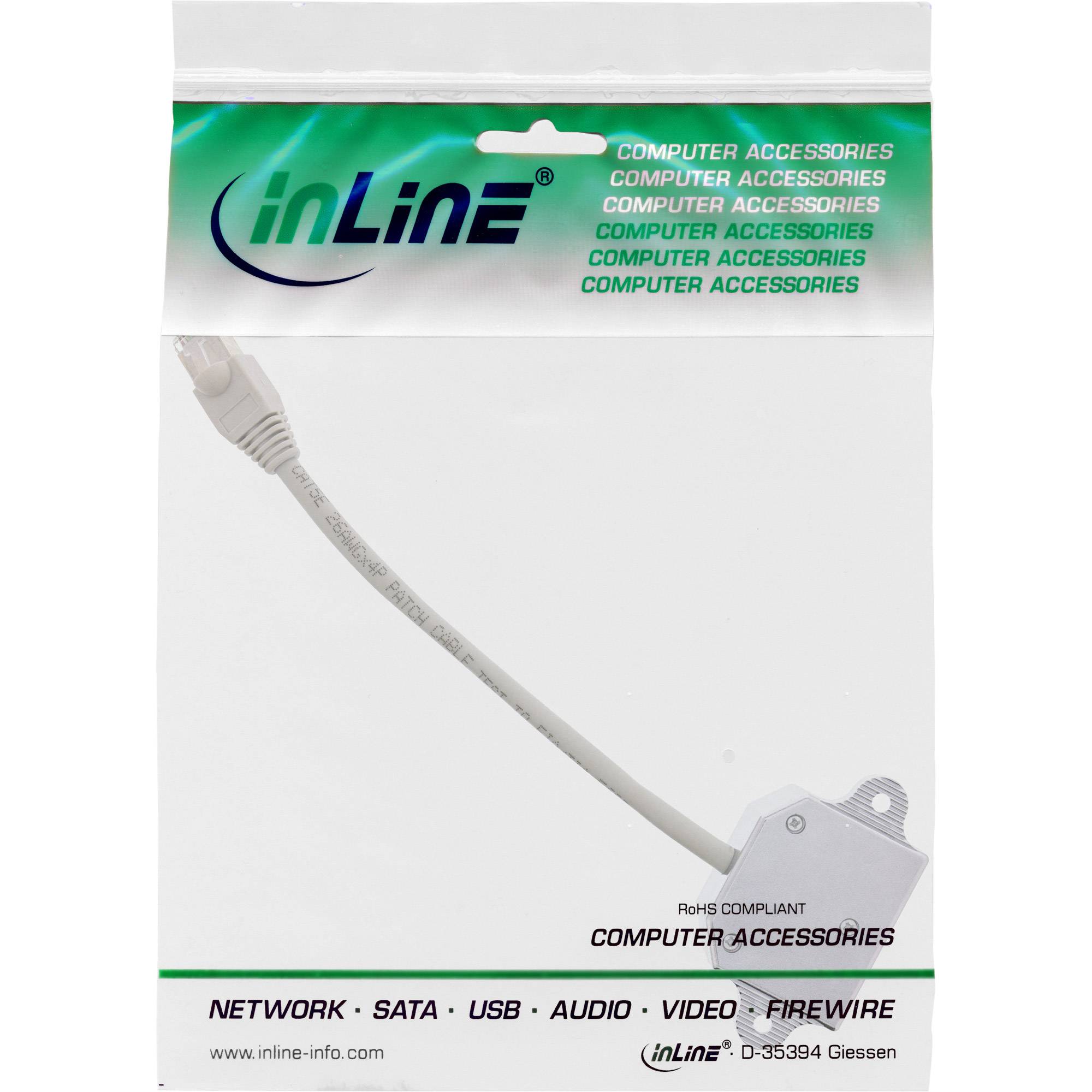 InLine® Cat.5e / ISDN T-Adapter RJ45 Stecker an 2x RJ45 Buchse, 0,15m-2