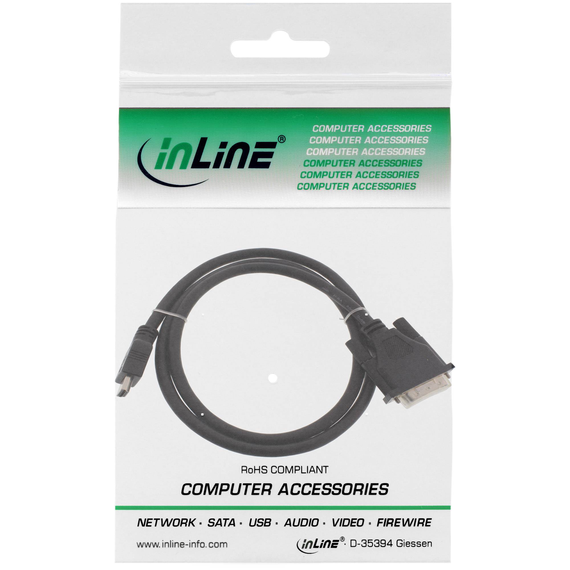 InLine® HDMI-DVI Adapterkabel, HDMI Stecker auf DVI 18+1 Stecker, 1,5m-1