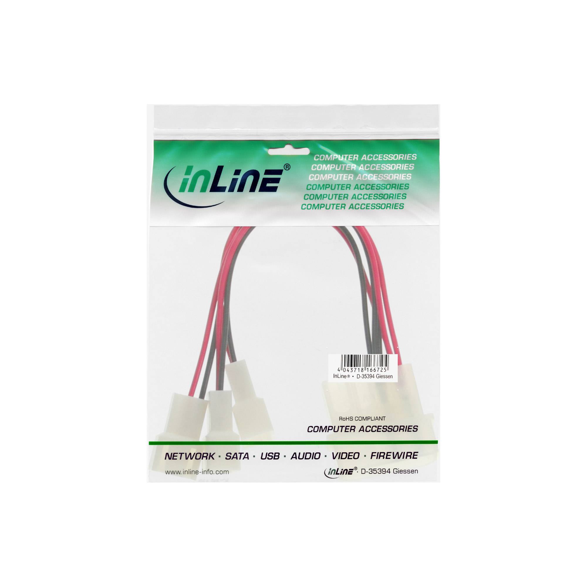 InLine® Lüfter Adapterkabel, 12V zu 5V, für 3 Lüfter-3