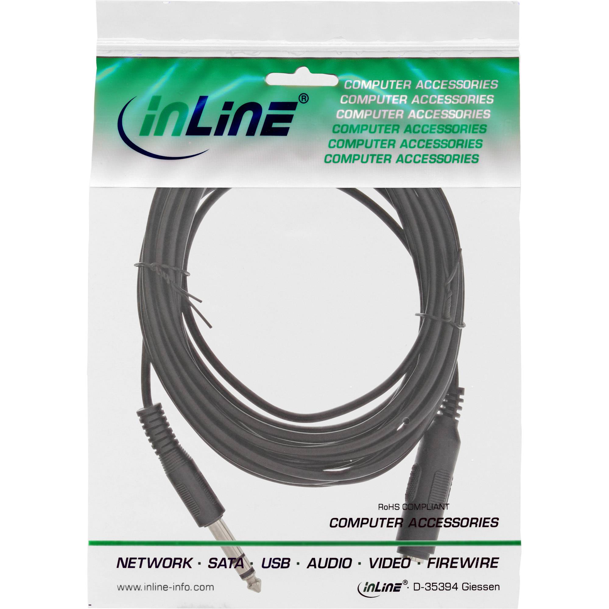 InLine® Klinkenverlängerung, 6,3mm Klinke Stecker / Buchse, 5m, Stereo-1