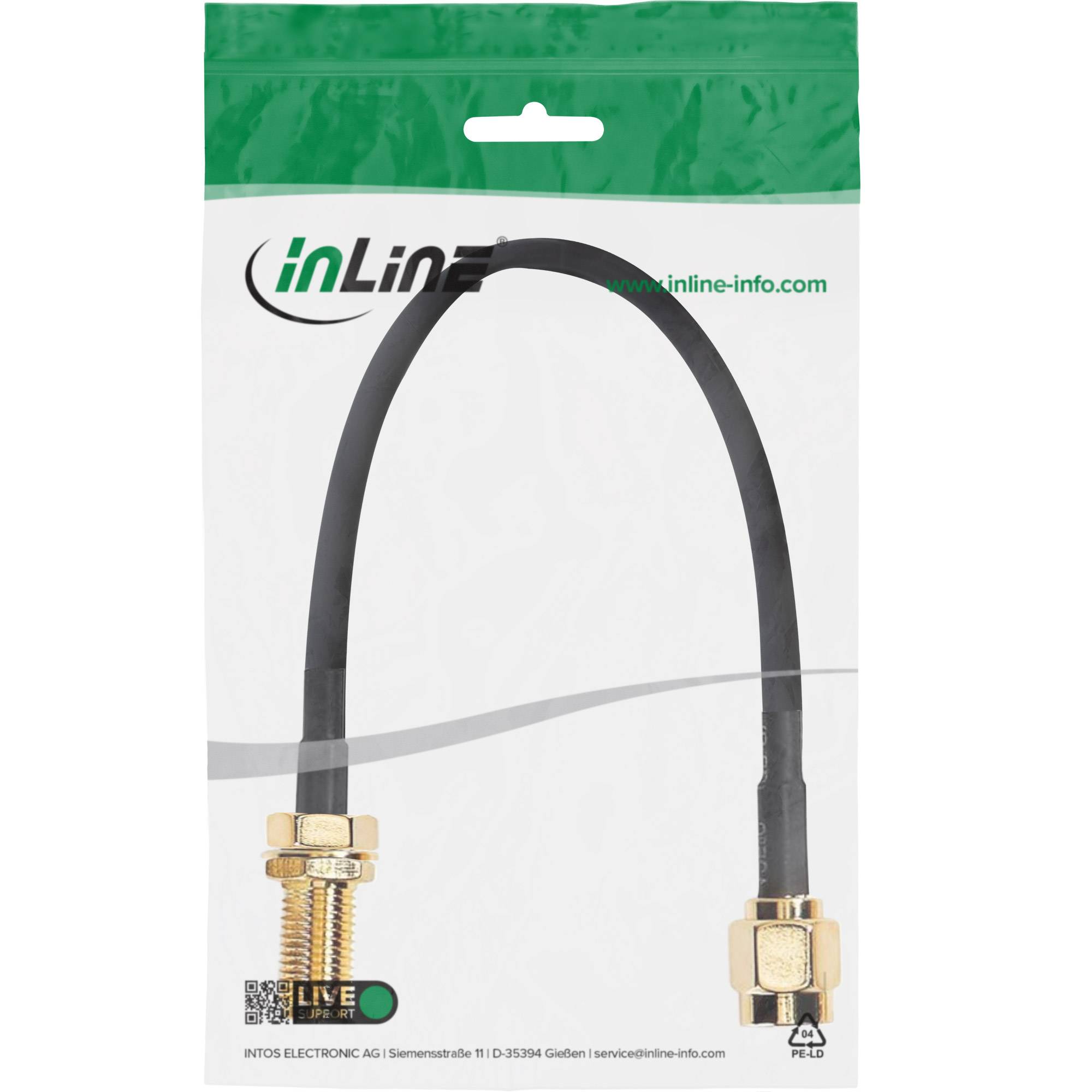 InLine® WLAN Kabel, R-SMA-Stecker auf R-SMA-Kupplung, 0,3m-1
