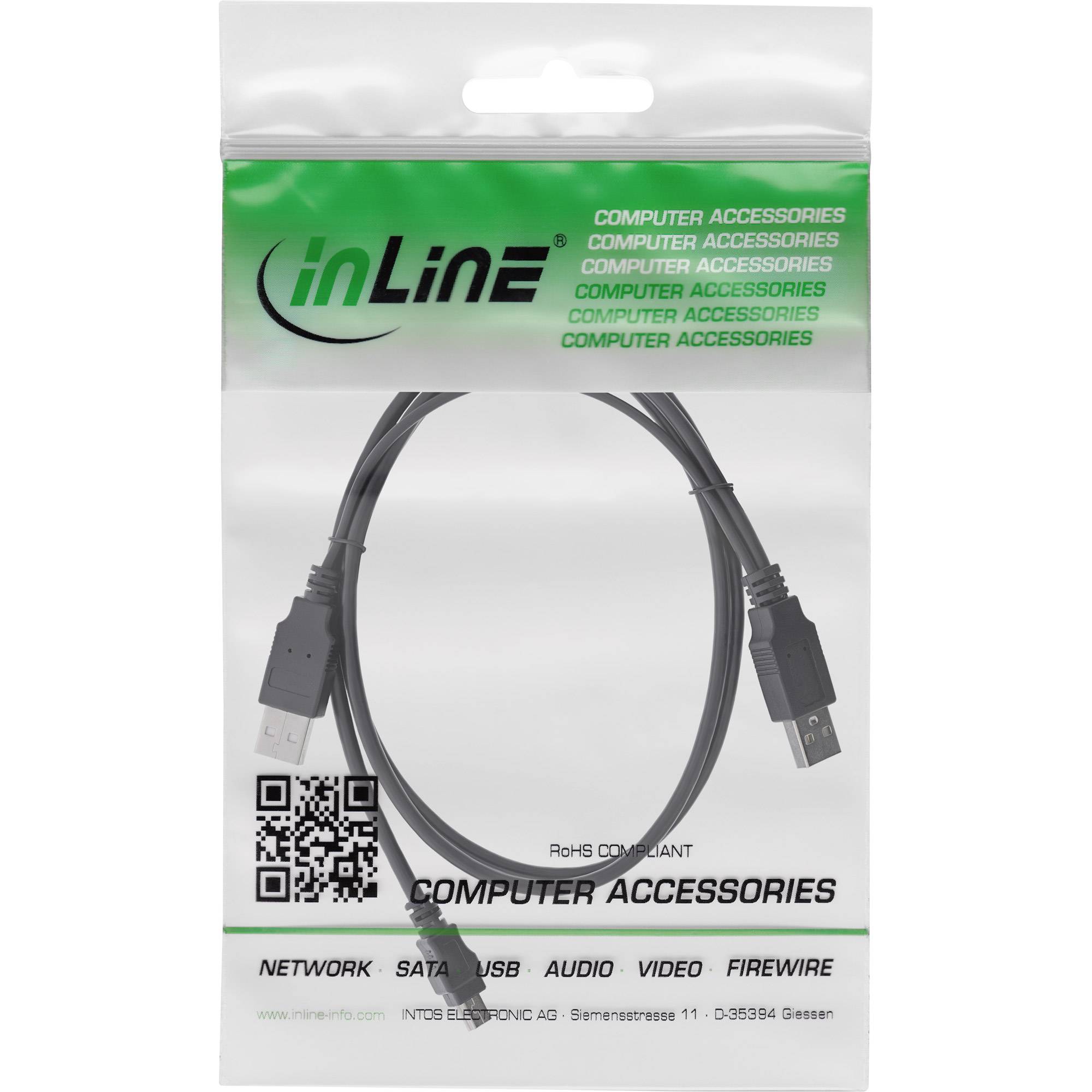 InLine® USB Mini-Y-Kabel, 2x Stecker A an Mini-B Stecker (5pol.), 1,5m-1