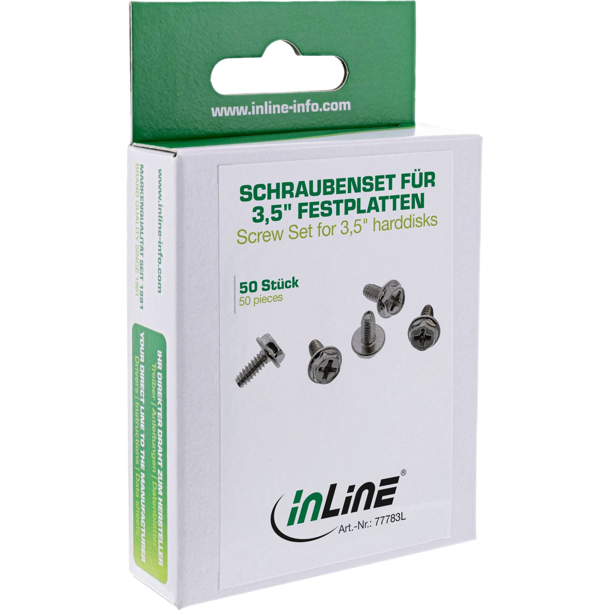 InLine® Schraubenset, für 3,5" Festplatten, lange Ausführung 8mm, 50-teilig-1