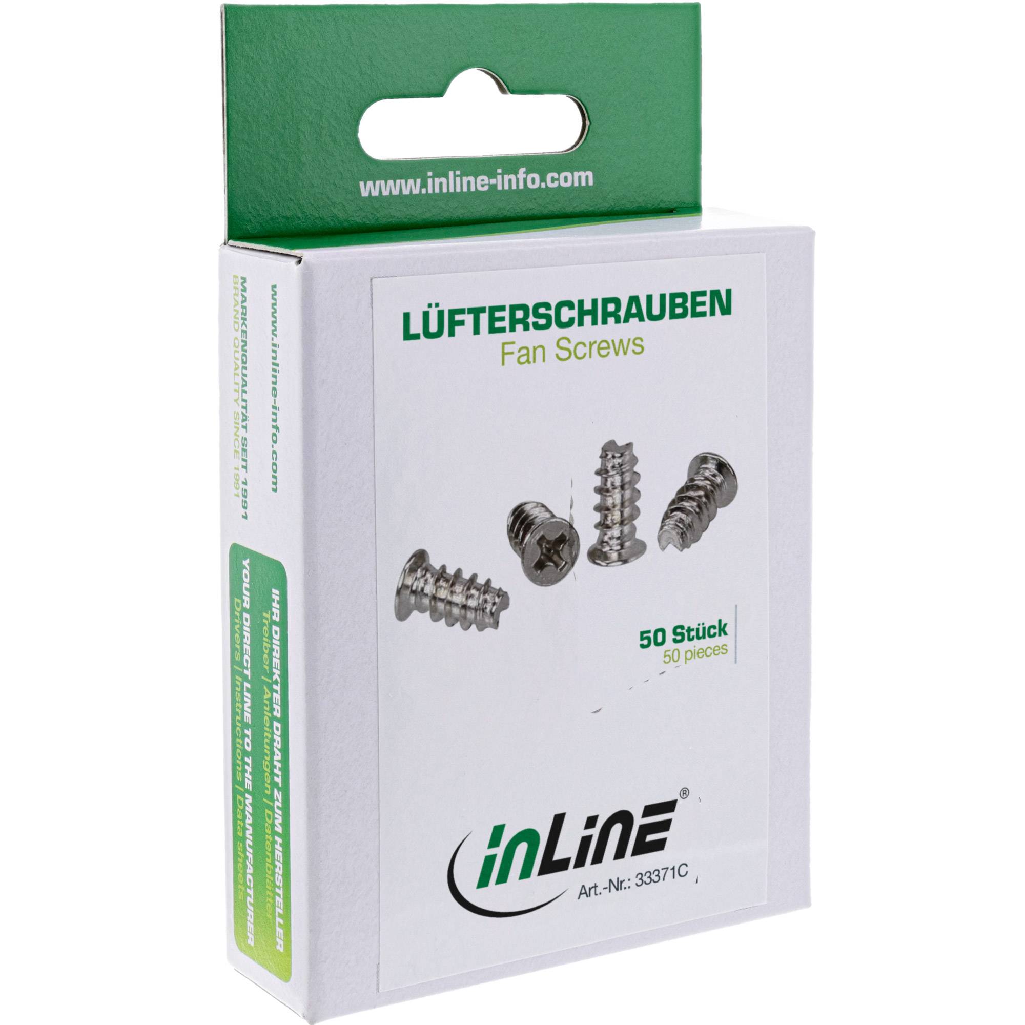 InLine® Lüfterschrauben, 5,0x10,0mm, silbern 50er Pack-1