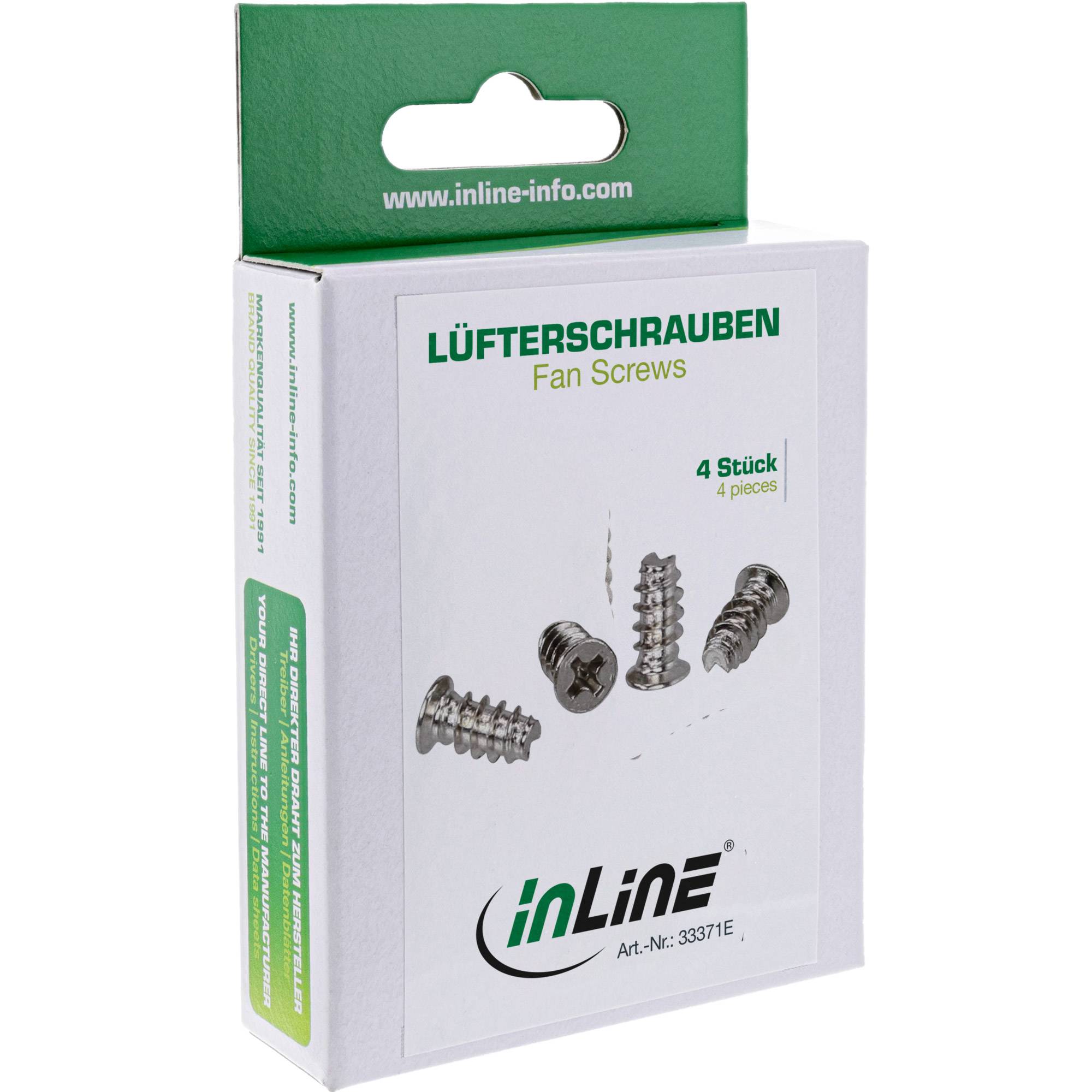 InLine® Lüfterschrauben, 5,0x10,0mm, silbern, 4er Pack-1