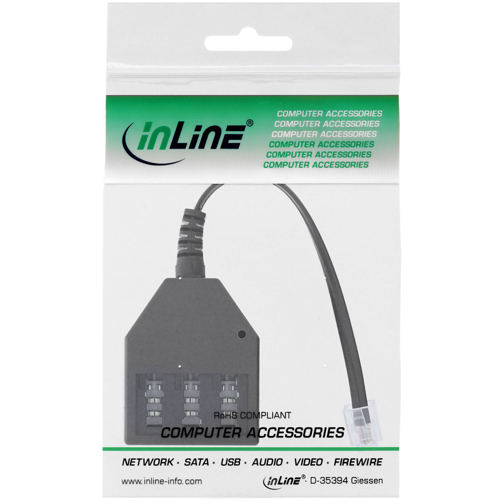 InLine® TAE Adapterkabel, RJ11 (6P4C) Stecker auf TAE NFN Buchse-1