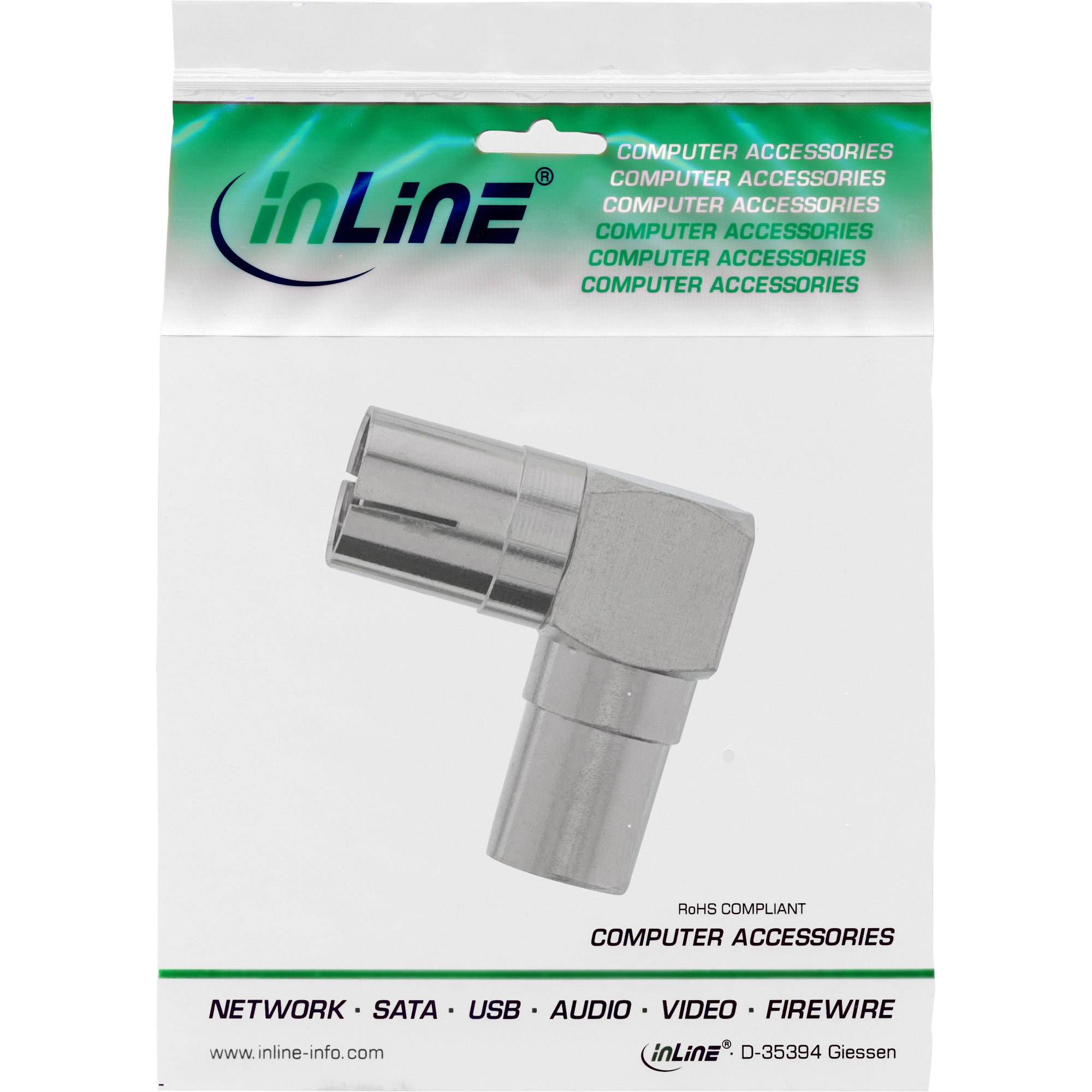 InLine® Antenne Koaxial Verbinder Stecker / Buchse, 90° gewinkelt, Metall-2