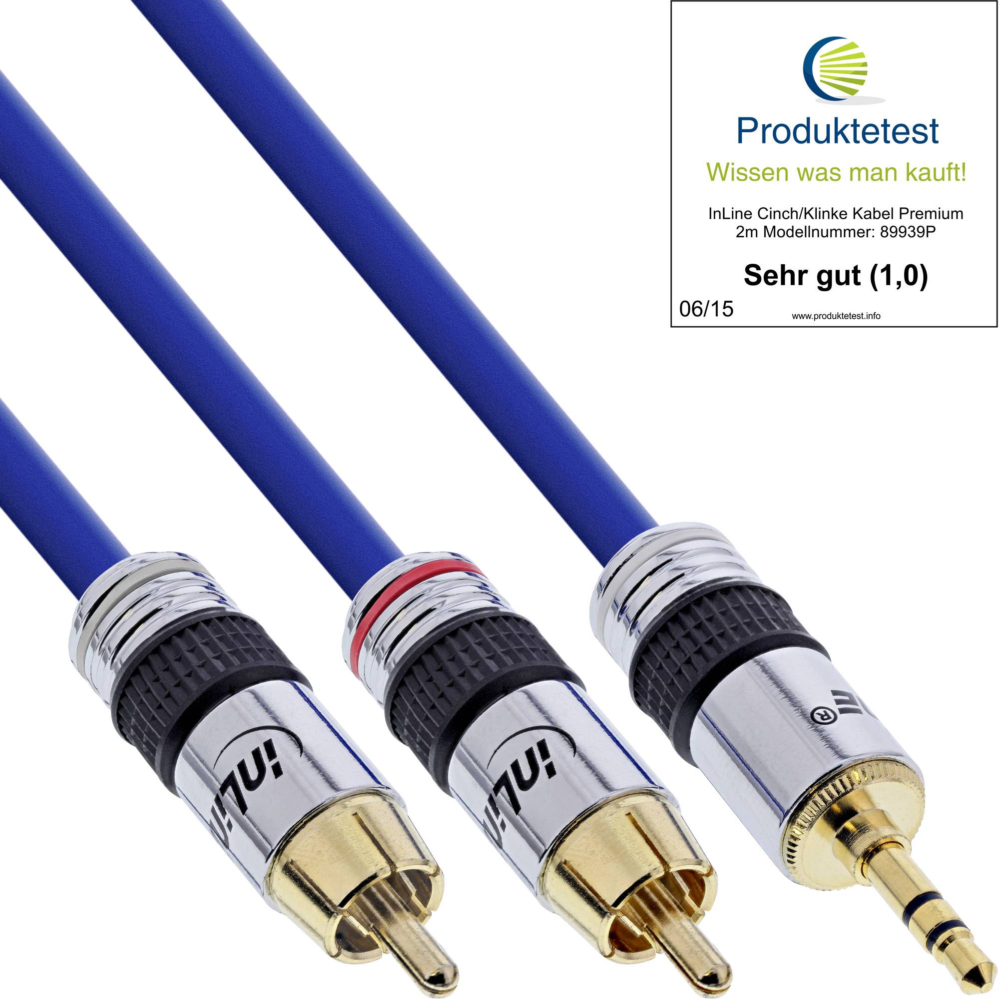 InLine® Cinch/Klinke Kabel, PREMIUM, 2x Cinch Stecker an 3,5mm Klinke, 5m-0