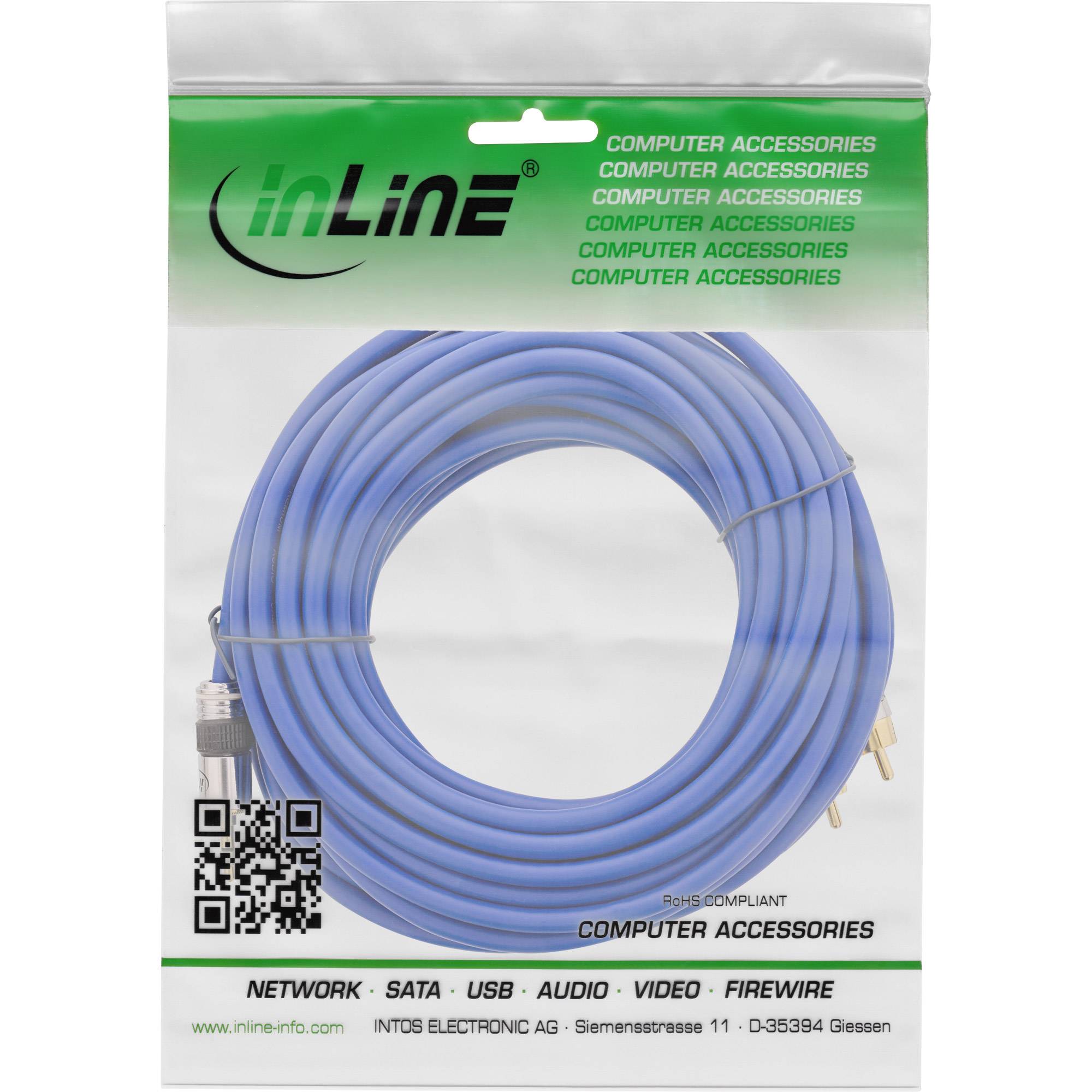 InLine® Cinch/Klinke Kabel, PREMIUM, 2x Cinch Stecker an 3,5mm Klinke, 15m-1