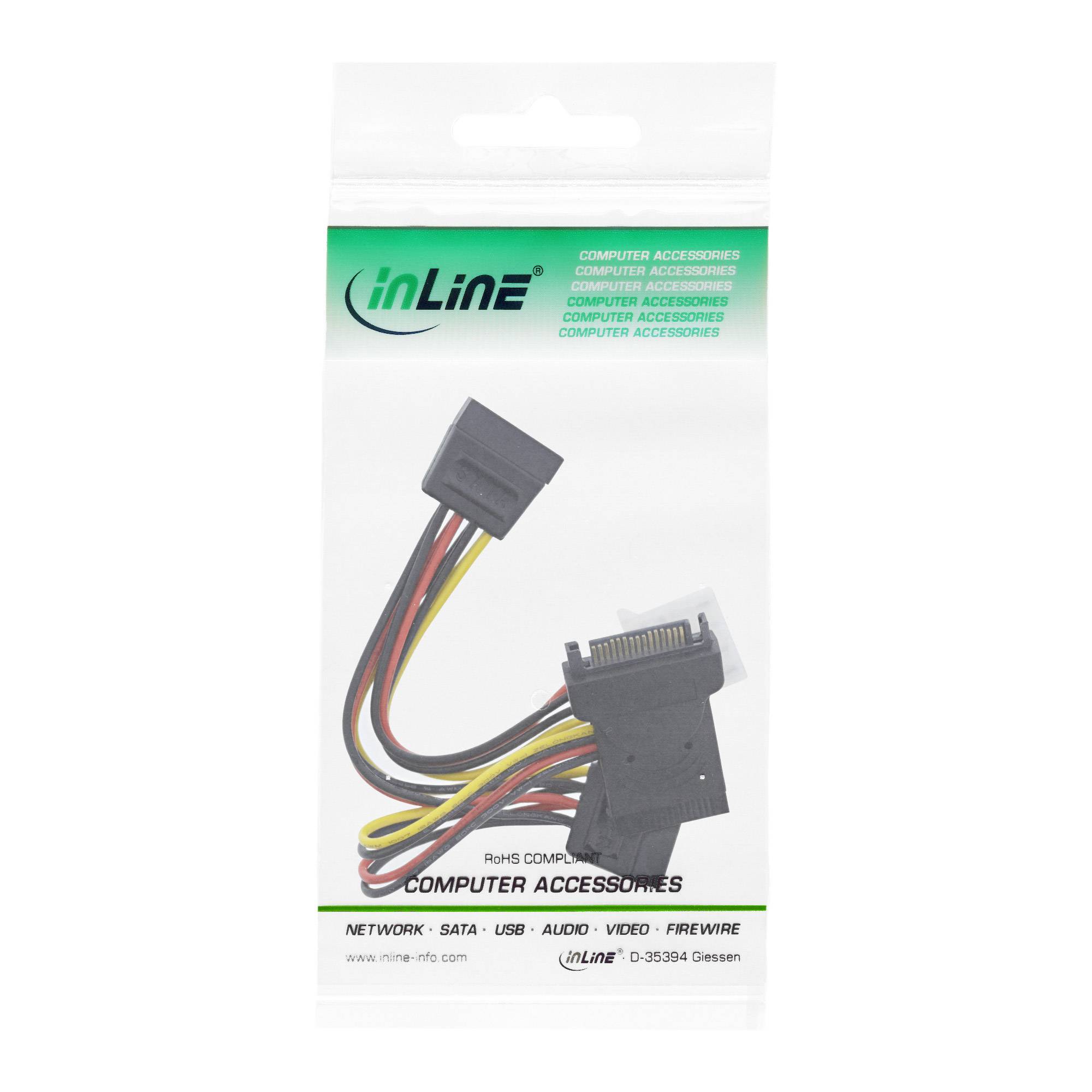 InLine® SATA Stromadapterkabel, SATA ST / BU, an 2x SATA Stecker + 5,25 Stecker-1