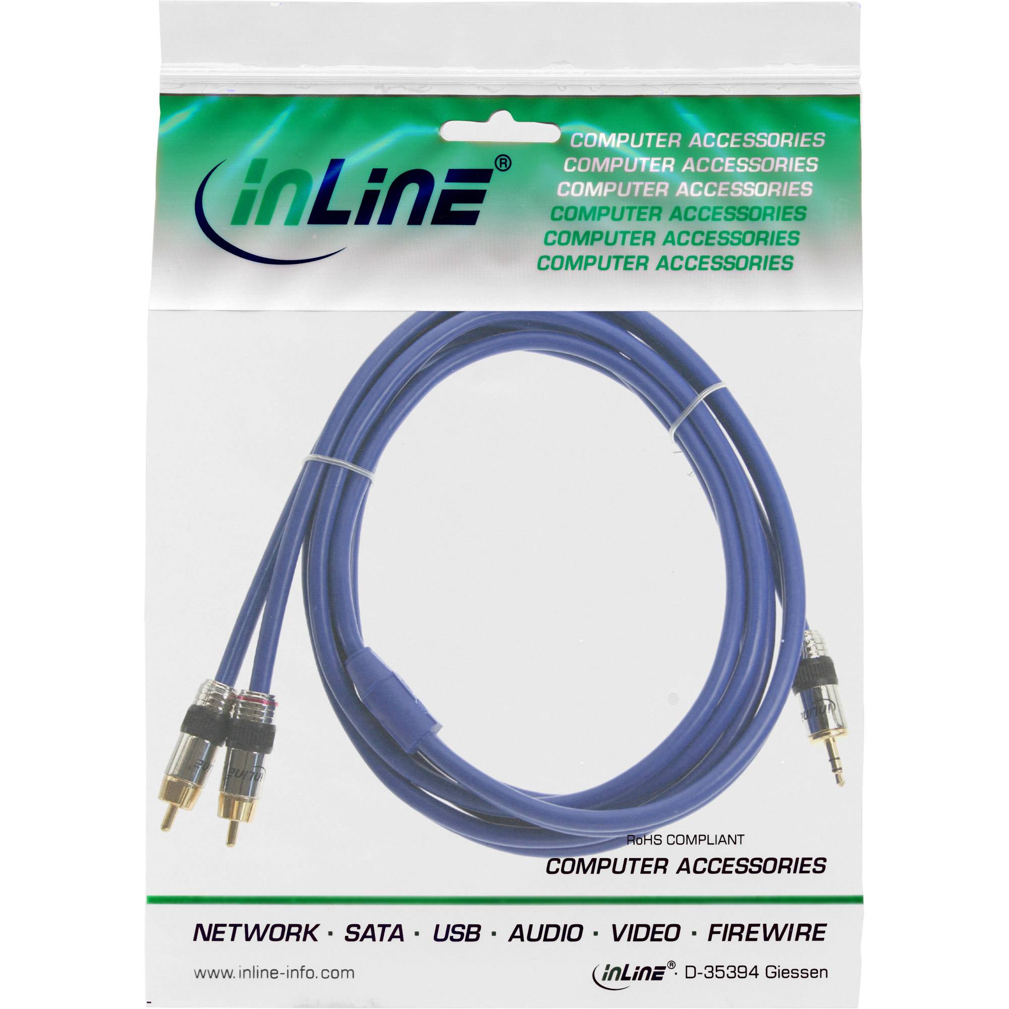 InLine® Cinch/Klinke Kabel, PREMIUM, 2x Cinch Stecker an 3,5mm Klinke, 5m-1